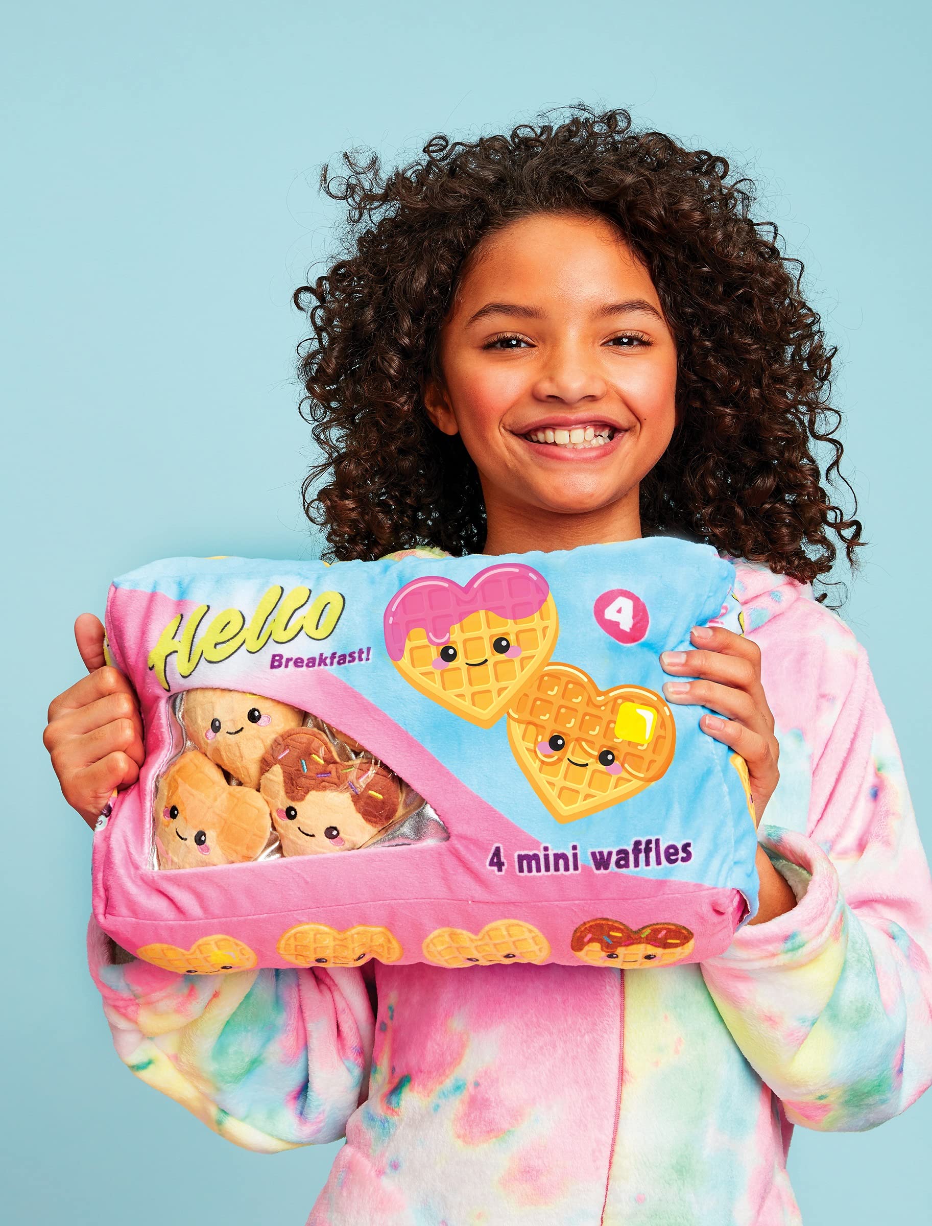 iScream Play with Your Food! Waffle Time Fleece Play Pillow Set - Soft Plush Couch Decor with Embroidered Accents - Fun Kids Room Decor & Cozy Living Room Throw Pillows for Family Movie Nights