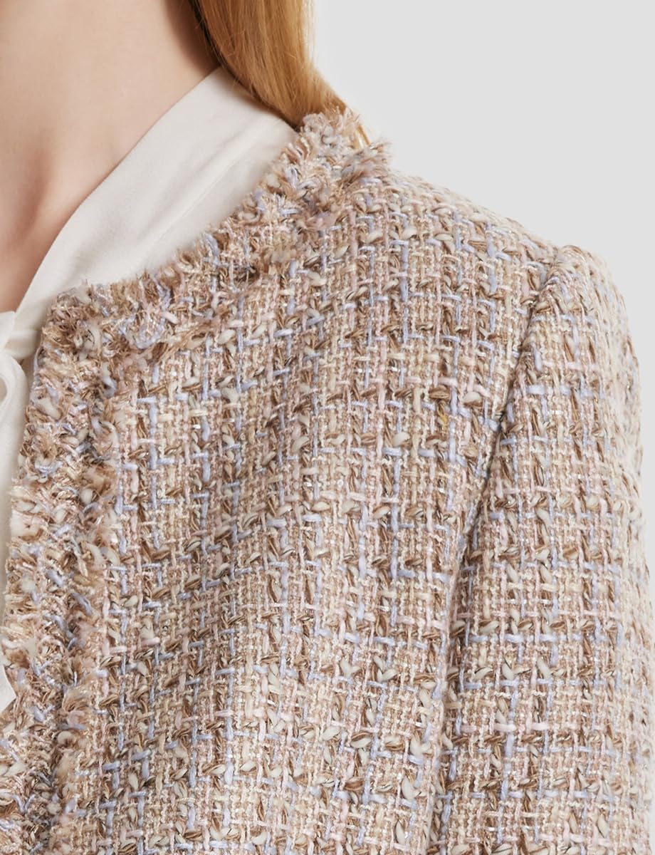 2025 Classic Tweed Blazer for Women - Long Sleeve Cropped Work Jacket | Business Casual Office Wear, Professional Suit Jacket for Career Women | Perfect for Office, Meetings & Formal Events