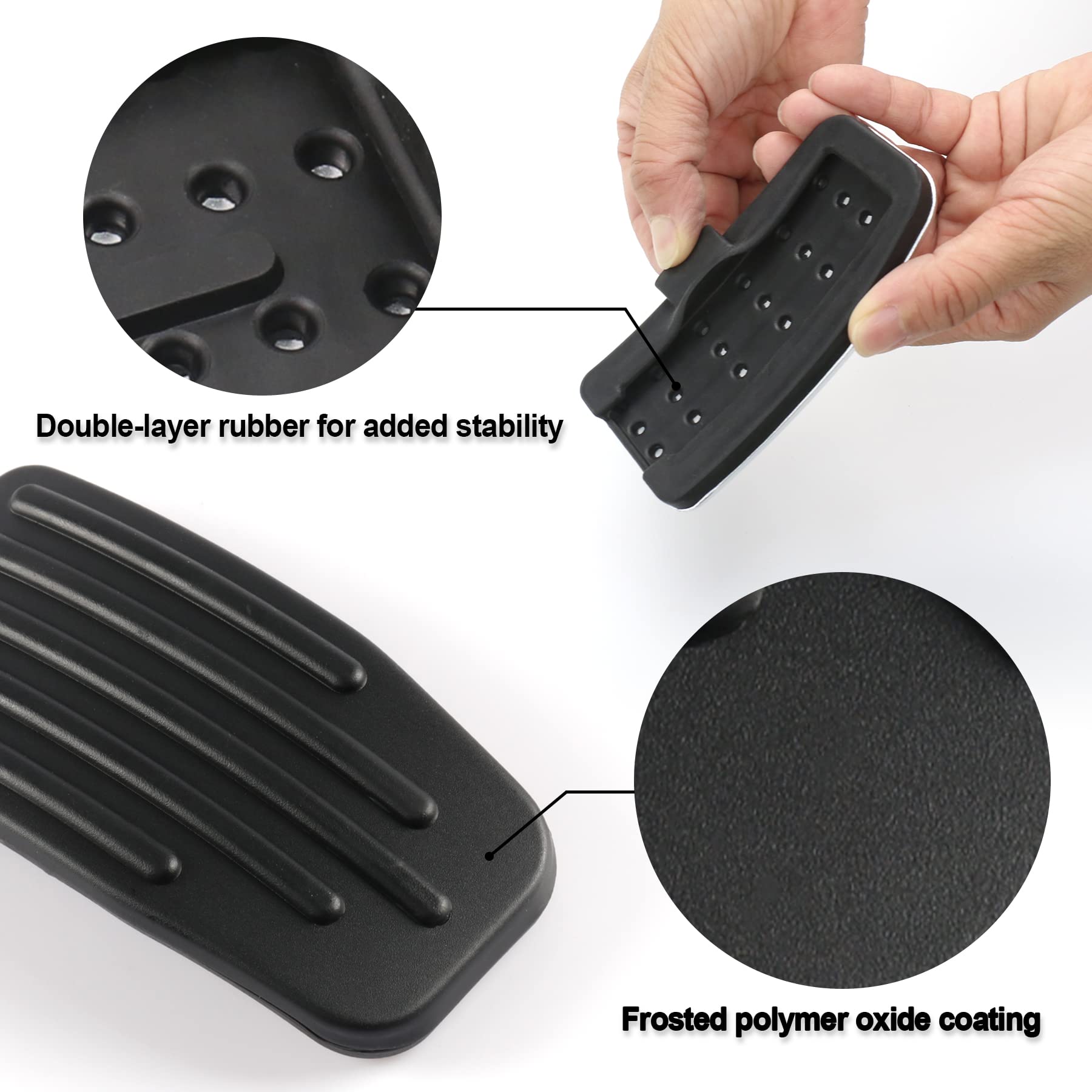 Non-Slip Aluminum Pedal Covers for Tesla Model 3 & Model Y - 2PC Black Foot Pedal Pads (Accelerator & Brake) | Premium Car Interior Accessories for Enhanced Driving Safety & Comfort