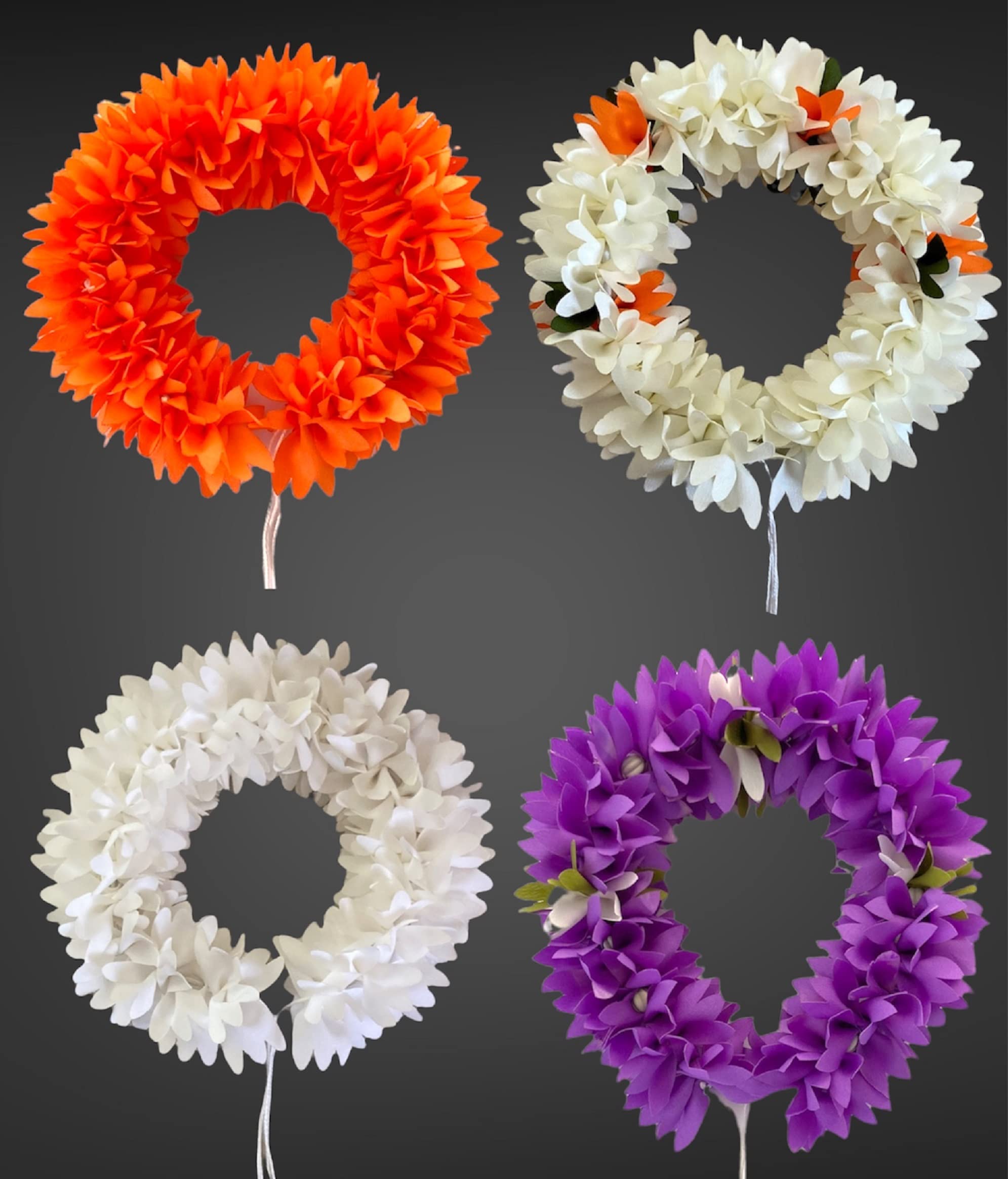 Artificial Flower Hair Garland - Bridal Hair Accessory for Women, Orange White Purple Mix (Pack of 4) | Perfect for Weddings, Parties & Boho Hairstyles