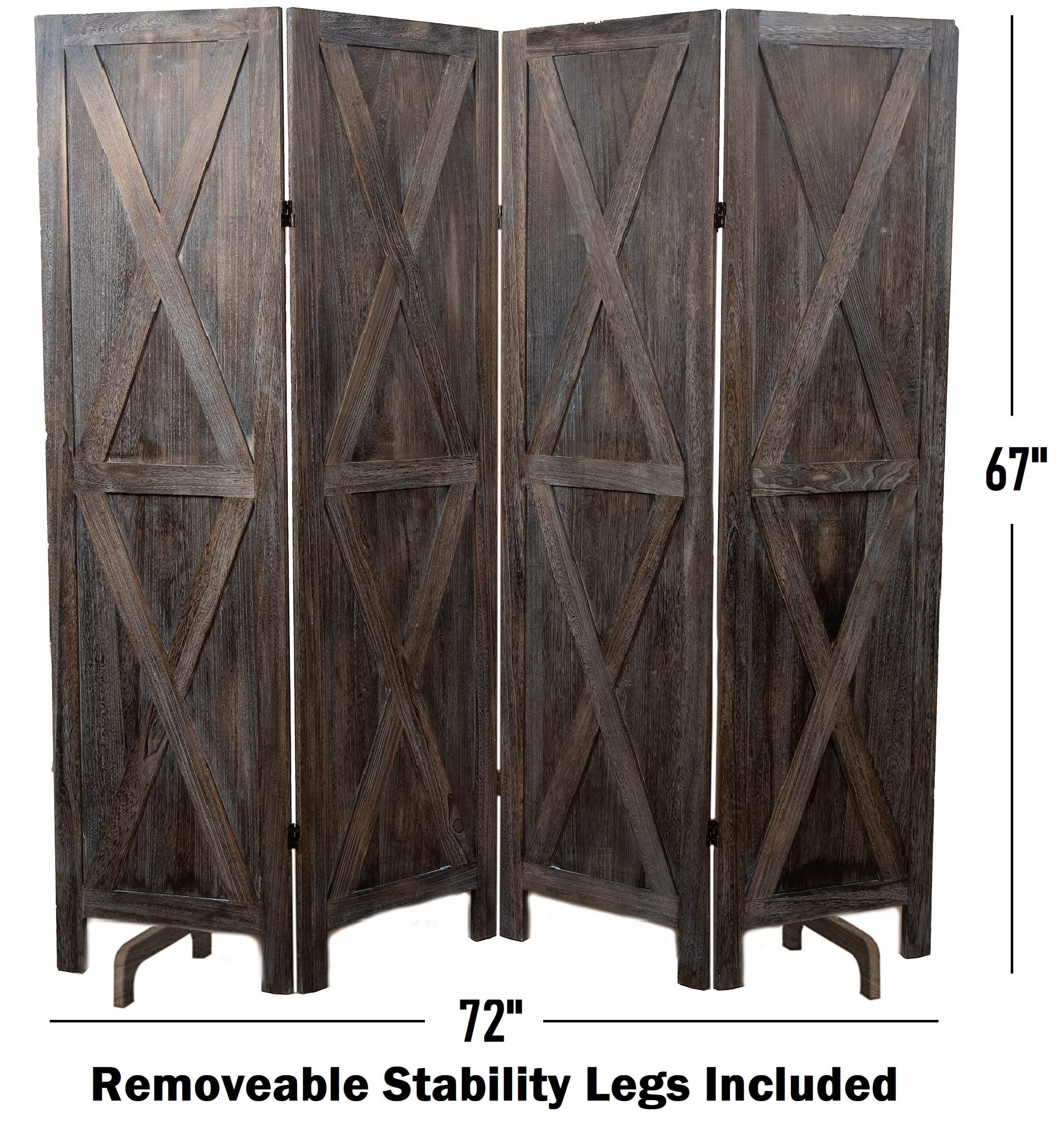 Premium Rustic Barnwood Room Divider - Folding Privacy Screen for Home & Office Partition, Wall Separator, Temporary Wall (Barnwood X) | Perfect for Living Rooms, Bedrooms, and Open Space Dividers