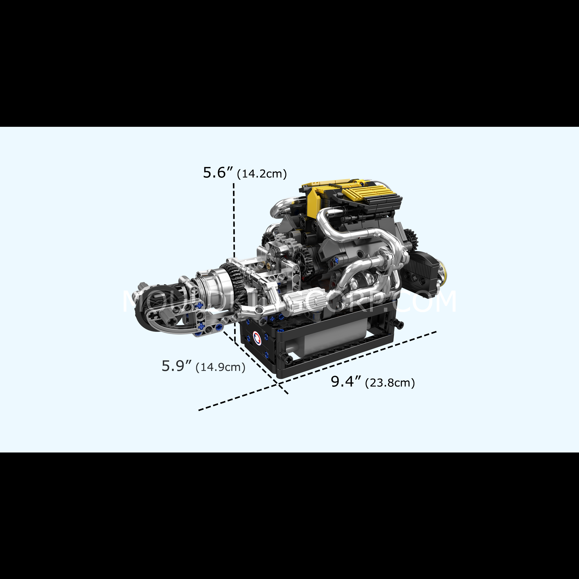 Mould King 10207 PAG Turbocharged V8 Engine Building Set - 761 Pcs DIY Model Kit for Adults & Teens - Perfect for STEM Learning, Car Enthusiasts & Home Decoration