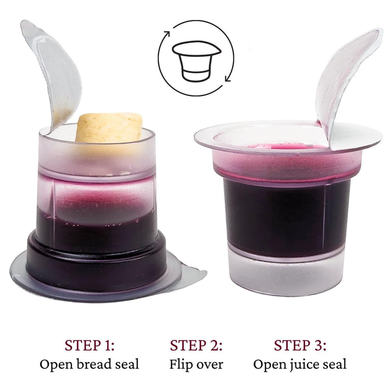 TrueVine Communion Cups & Wafers Set - 500 Prefilled Communion Cups with Fresh Unleavened Bread & Grape Juice - Individually Sealed for Easy Opening - Perfect for First Communion, Church Services & Home Worship
