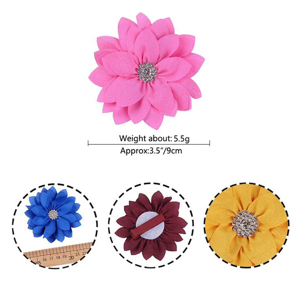 10Pcs Baby Girl Hair Bow Clips - Floral Barrettes with Grosgrain Satin Flowers for Infants, Toddlers & Kids - Multiple Colors - Perfect for Parties, Photos & Daily Outfits