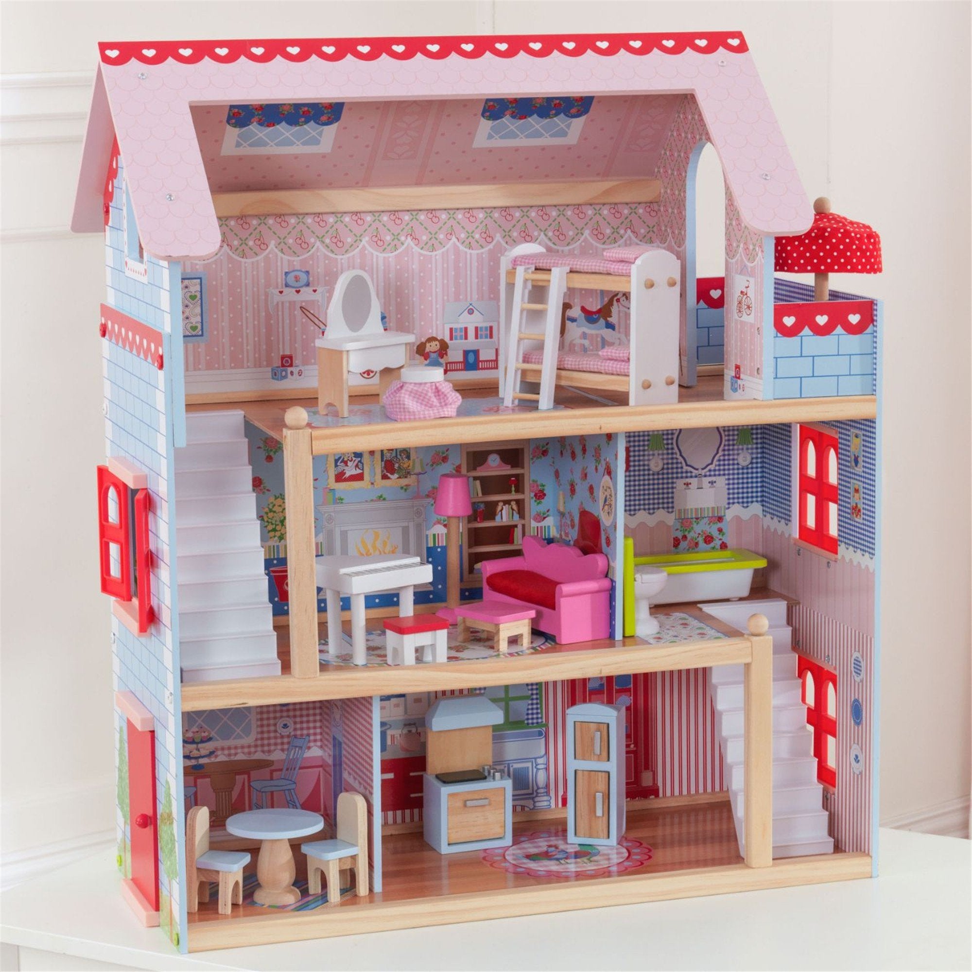 KidKraft Chelsea Dollhouse - Wooden Doll House for Girls with Furniture & Accessories | Perfect for Pretend Play, Birthday Gifts & Room Decor