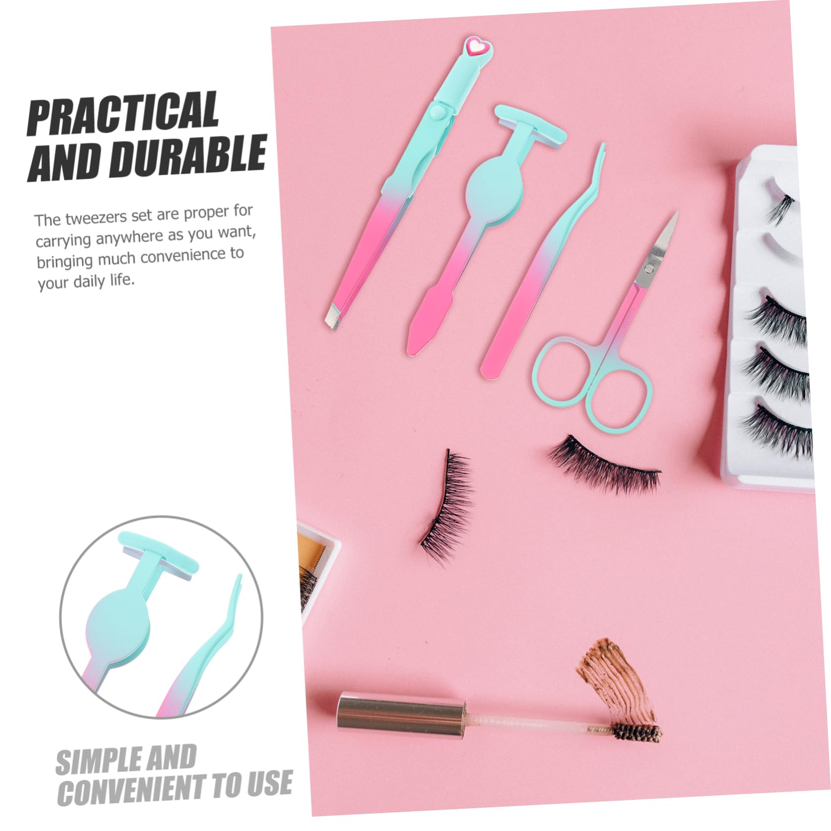 Premium False Eyelash & Brow Tweezers Set - Professional Fiber Grip Lash Extension Tools, Precision Facial Hair Removal Tweezers for Women - Perfect for Salon, Home Use & Travel Beauty Kit