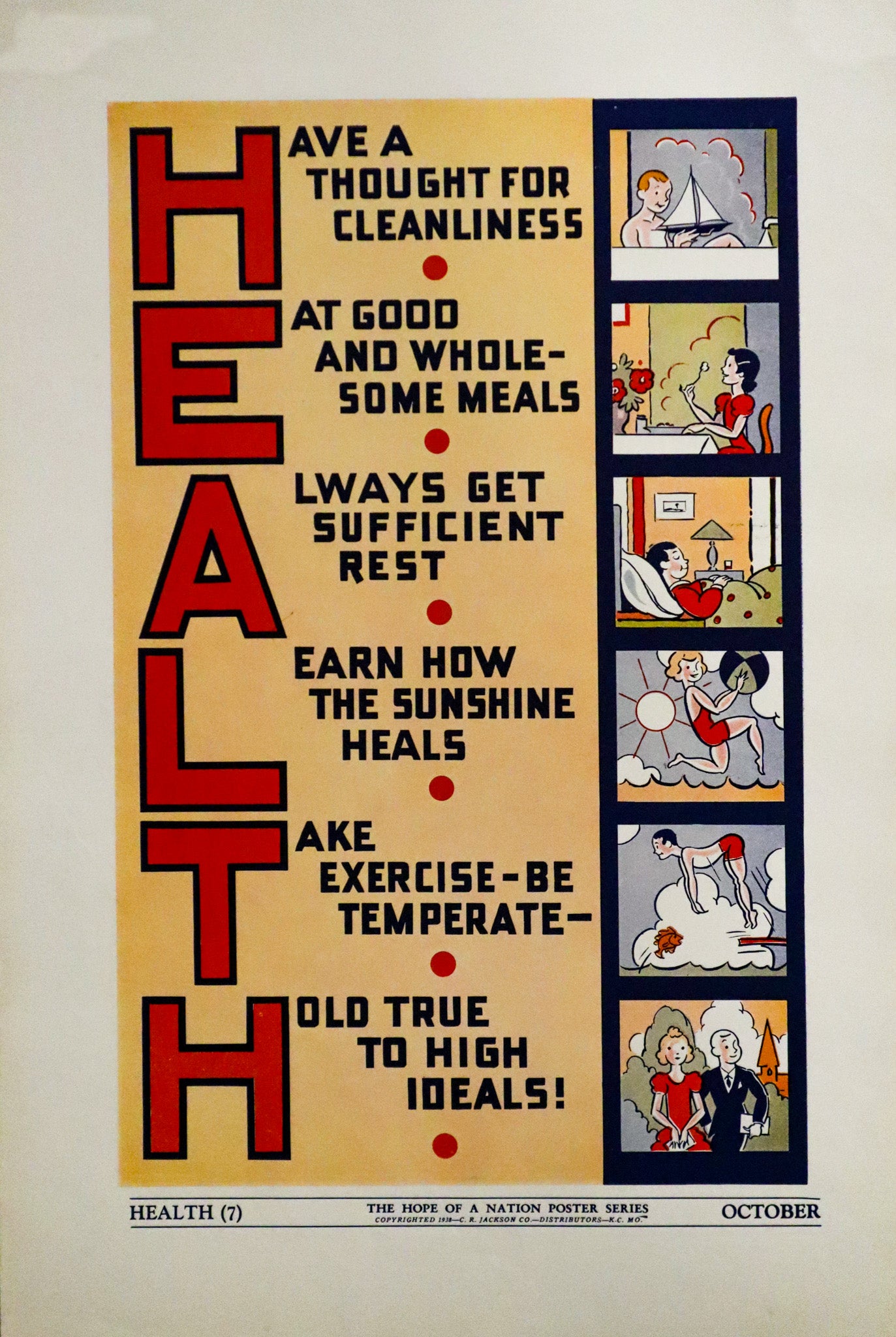 1937 American Hope of a Nation Vintage Health Poster - Patriotic Acrostic Wall Art for Home & Office Decor | Perfect for History Lovers & Collectors