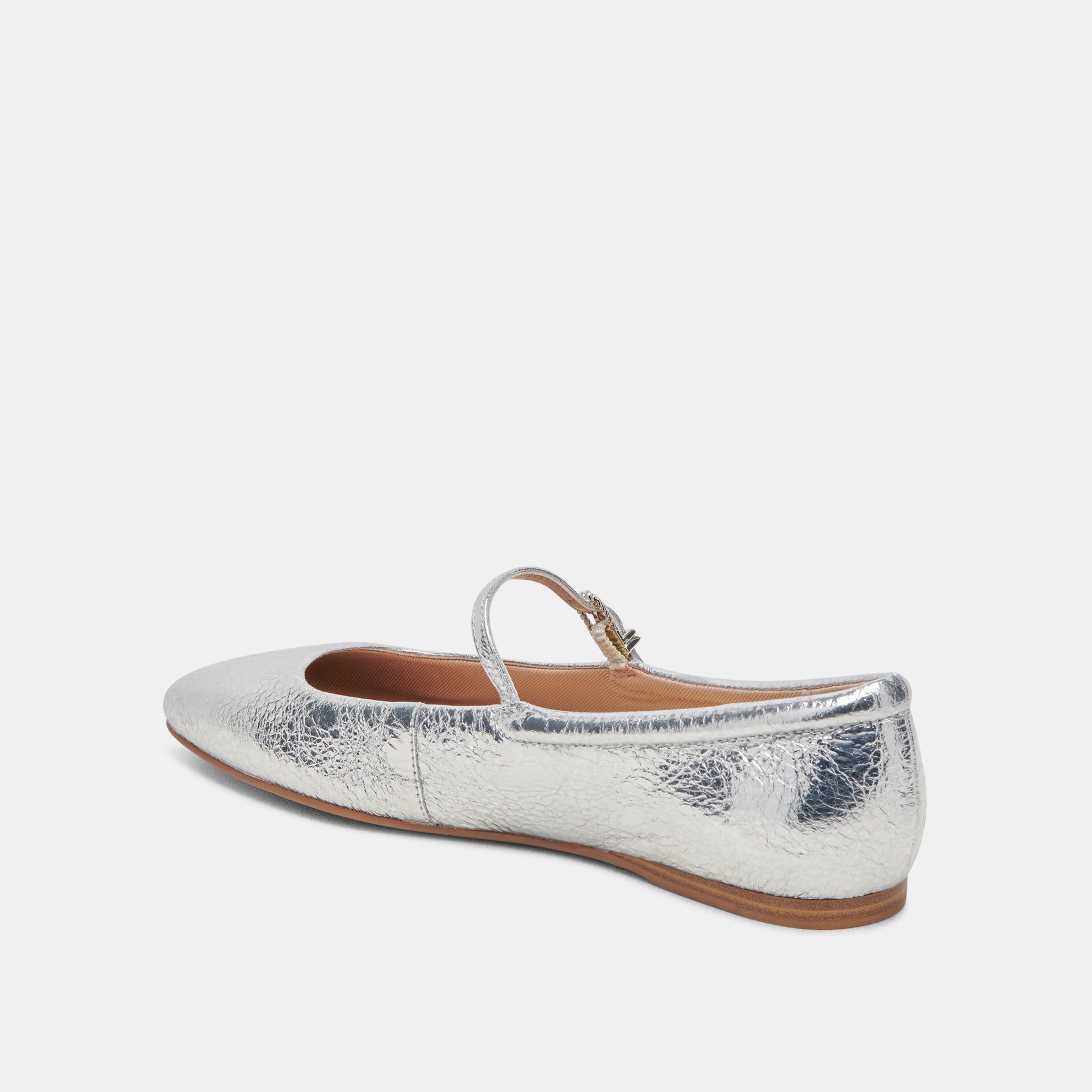 REYES Women's Ballet Flats - Silver Distressed Leather Slip-On Shoes for Comfort & Style | Perfect for Casual Wear, Office & Travel