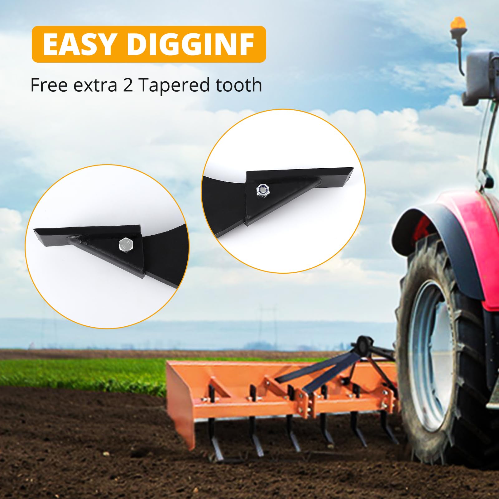 GARVEE 16 Inch Box Blade Shank - 3 Hole Design with Removable Tapered Teeth & Pins (6 Pack) | Adjustable Scarifier Shanks for Digging, Plowing & Landscaping | Perfect for Tractor Attachments, Soil Preparation & Agricultural Work