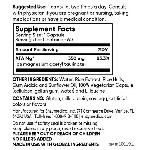 Enzymedica Magnesium Mind Supplement for Stress Relief & Mental Clarity - Supports Relaxation, Focus & Sleep - Vegan, Non-GMO - Perfect for Busy Professionals & Students