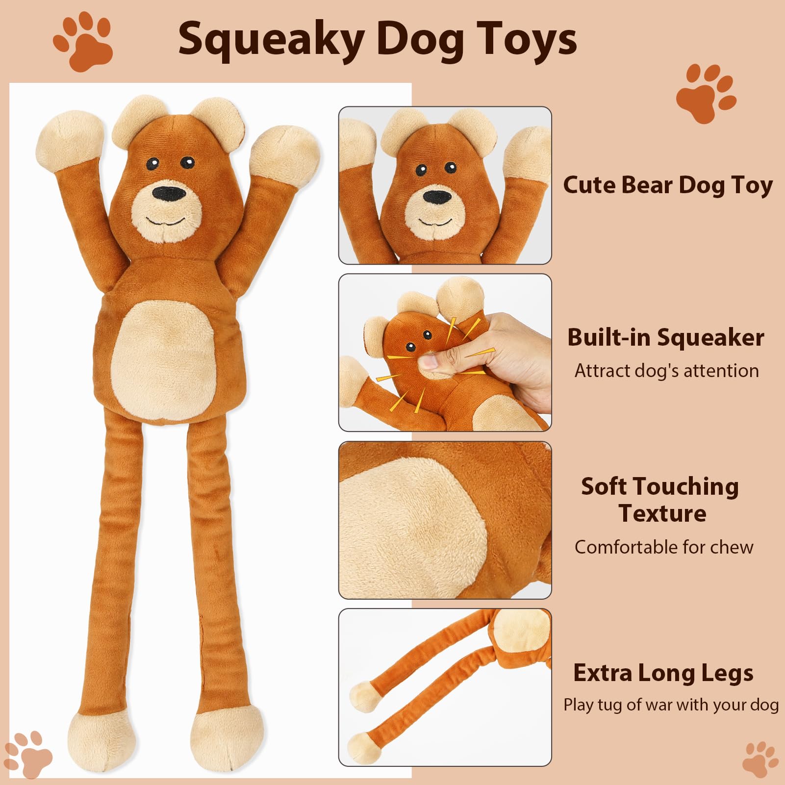 Durable Large Squeaky Dog Toys - Tough Tug-of-War Interactive Puppy Chew Toys for Small, Medium & Big Dogs | Perfect for Playtime, Training & Bonding with Your Pet