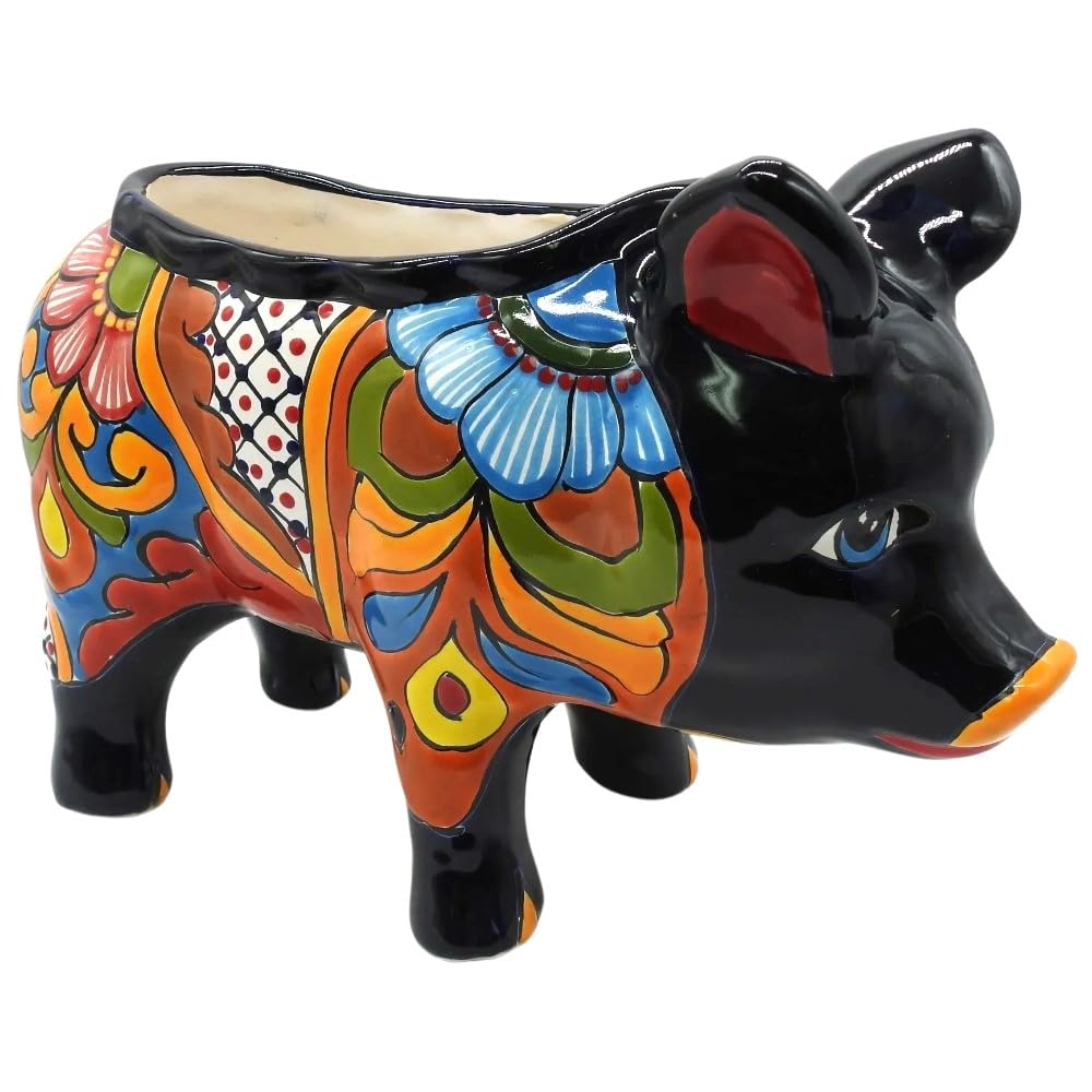 Hand Painted Daisy Pig Planter - Glazed Ceramic Flower Pot for Indoor & Outdoor Decor - Perfect for Succulents, Herbs, and Small Plants