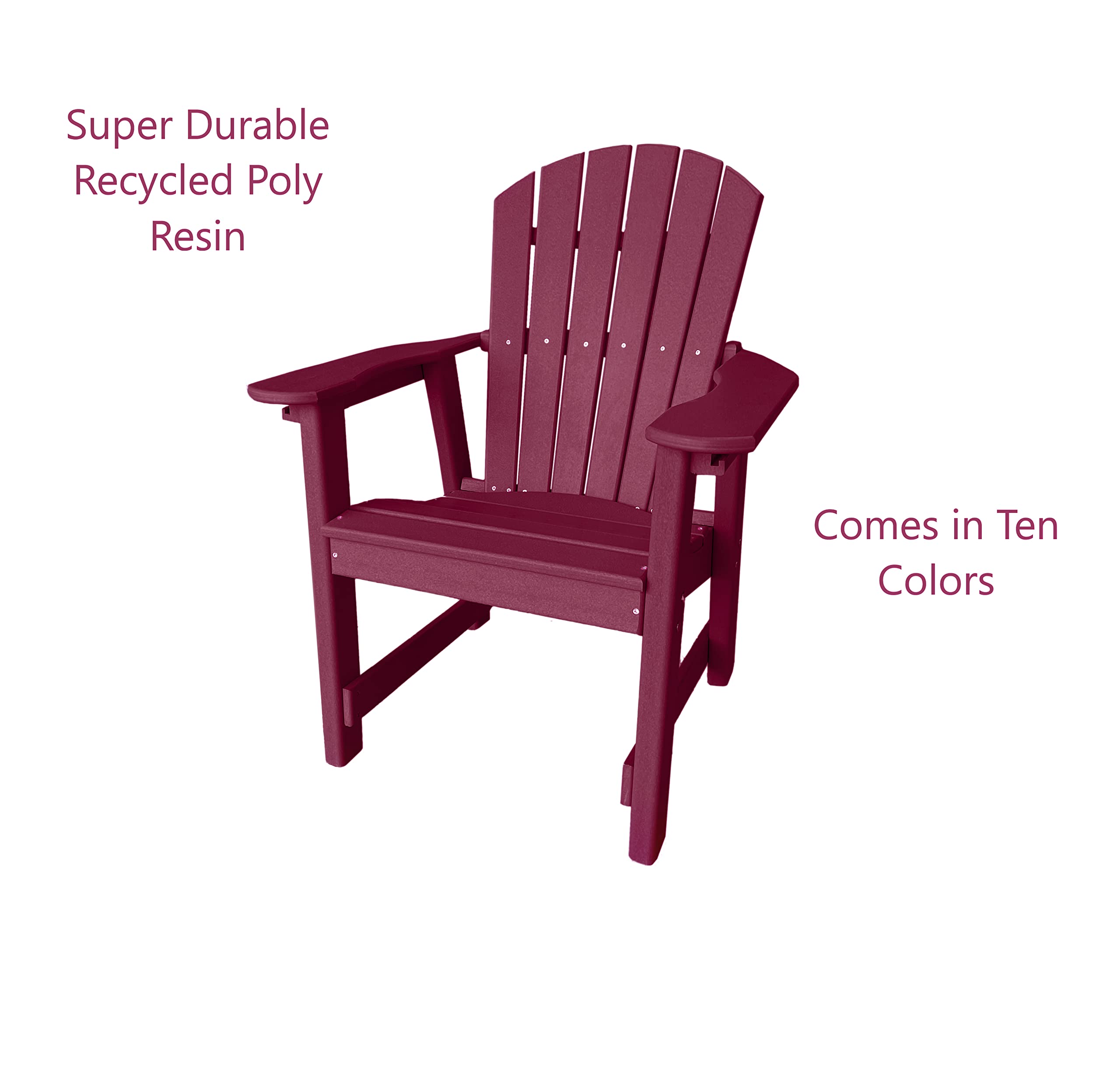 **Phat Tommy Weatherproof Recycled Poly Lumber Outdoor Dining Chair – Durable Dark Red Patio Furniture for Backyard, Garden & Poolside Relaxation**