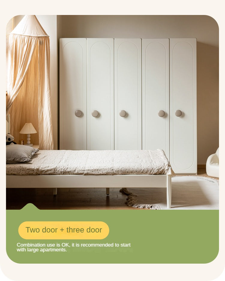 Pine Solid Wood White Cream Children's Wardrobe - Kids Bedroom Storage Organizer for Clothes, Toys & Books - Perfect for Nursery, Bedroom & Playroom Organization