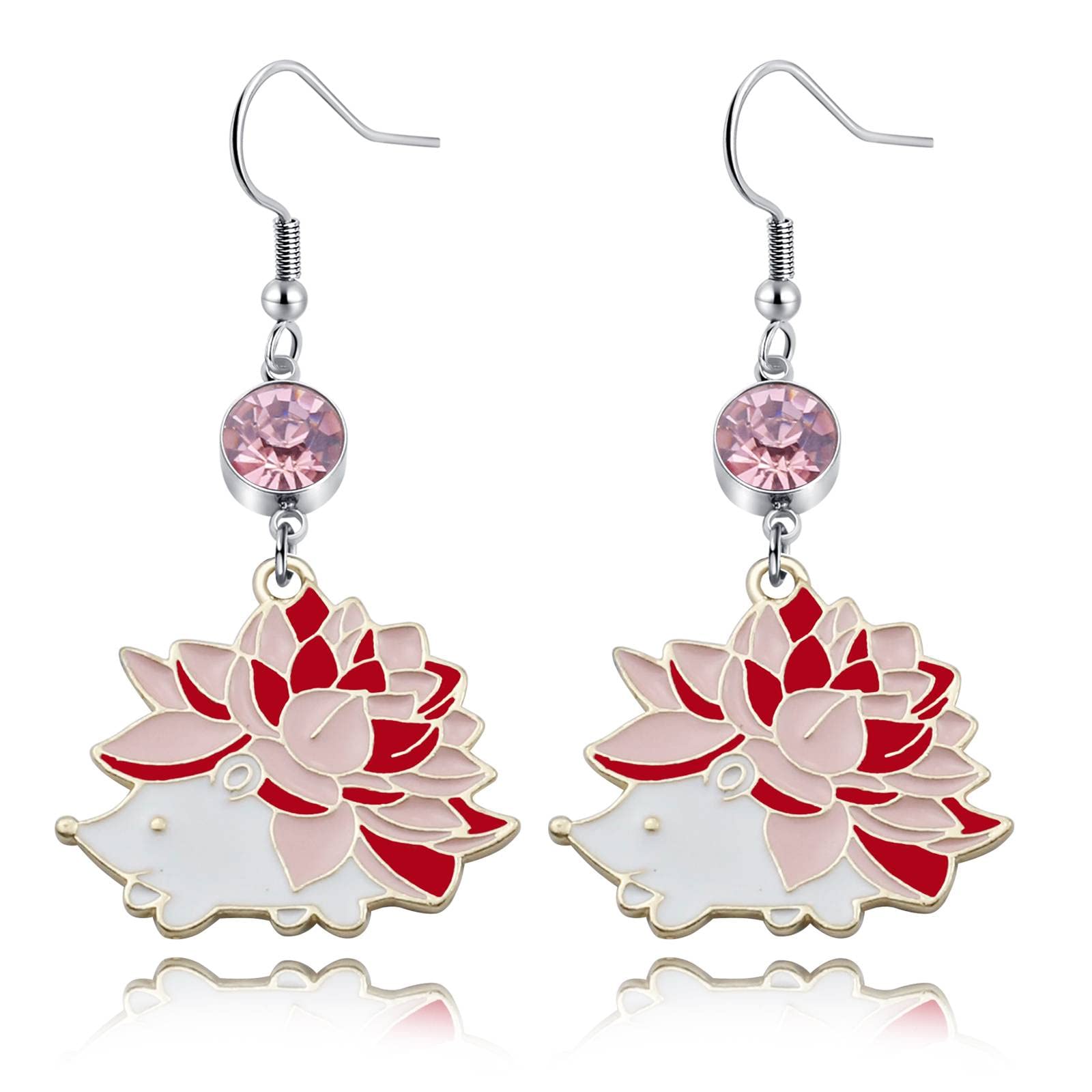 Birthstone Hedgehog Earrings for Women & Girls - Cute Animal Jewelry Gift for Hedgehog Lovers - Perfect Birthday Present for Her - Great for Casual Wear, Parties & Special Occasions