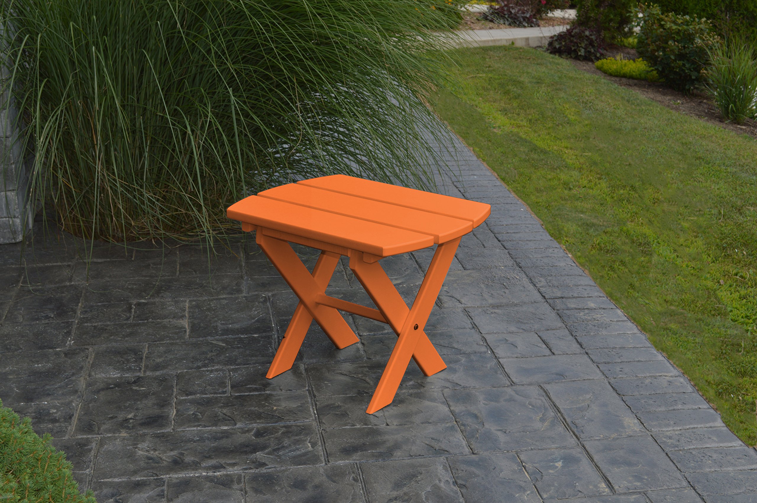 A & L Furniture Poly Folding End Table - Compact & Lightweight Side Table for Living Room, Patio, Camping - Orange