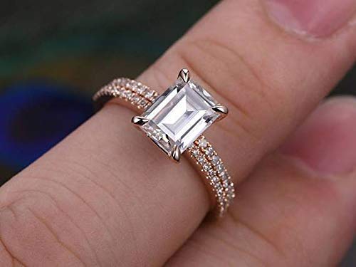 2 Carat Vintage Moissanite & Diamond Halo Bridal Ring Set in 14K Rose Gold - Elegant Wedding & Engagement Jewelry for Brides