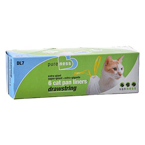 Pure-Ness Drawstring Cat Pan Liners - Leak-Proof Disposable Litter Box Liners for Easy Cleanup | Perfect for All Cat Litter Boxes, Travel & Multi-Cat Homes
