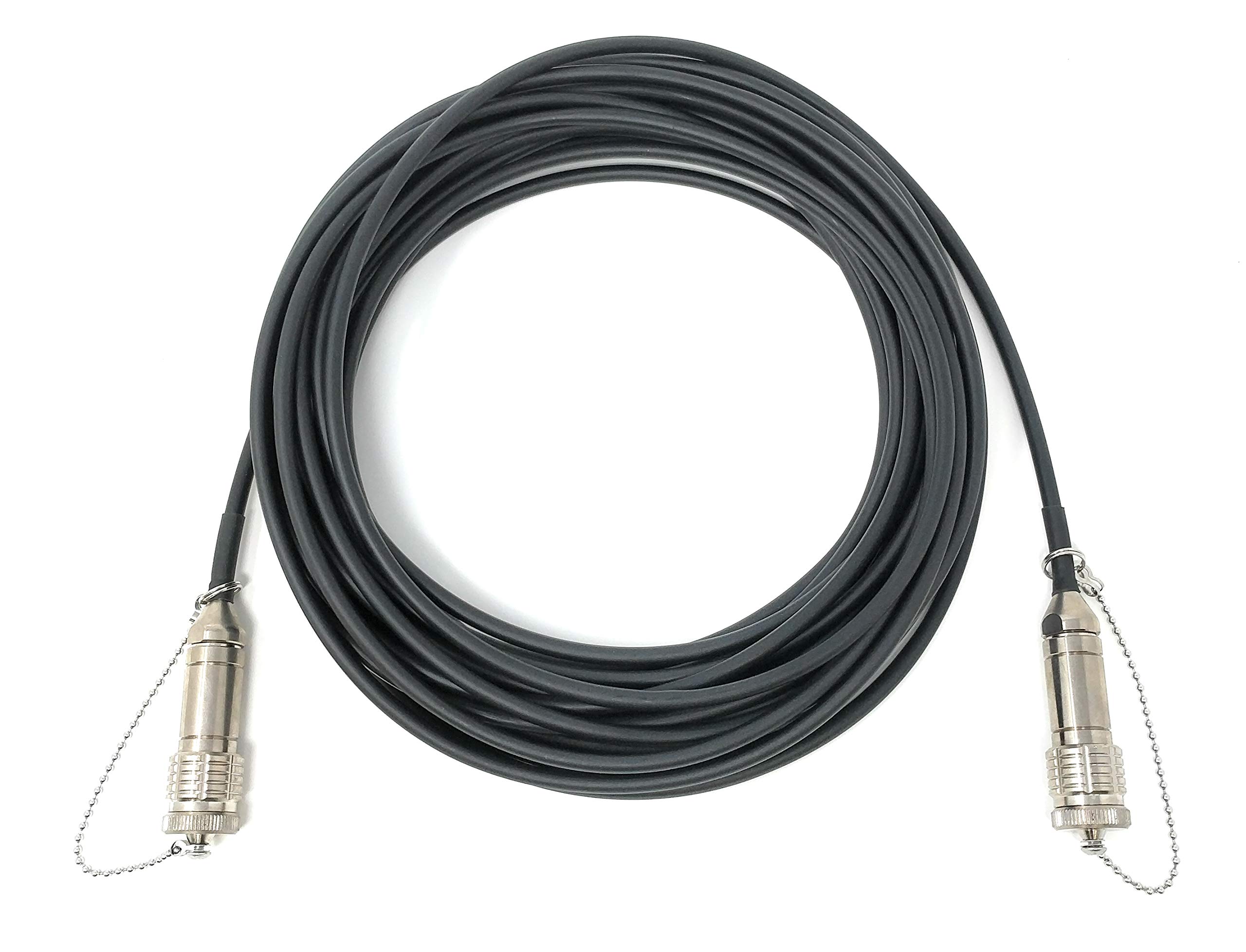 Ultra Spec FTTA Outdoor Rated Screw-Type Stainless Steel Plug to Plug Singlemode 4 Core TPU Cable - 1 Meter (3.3ft) for Telecom Towers, Data Centers & Harsh Environment Connectivity