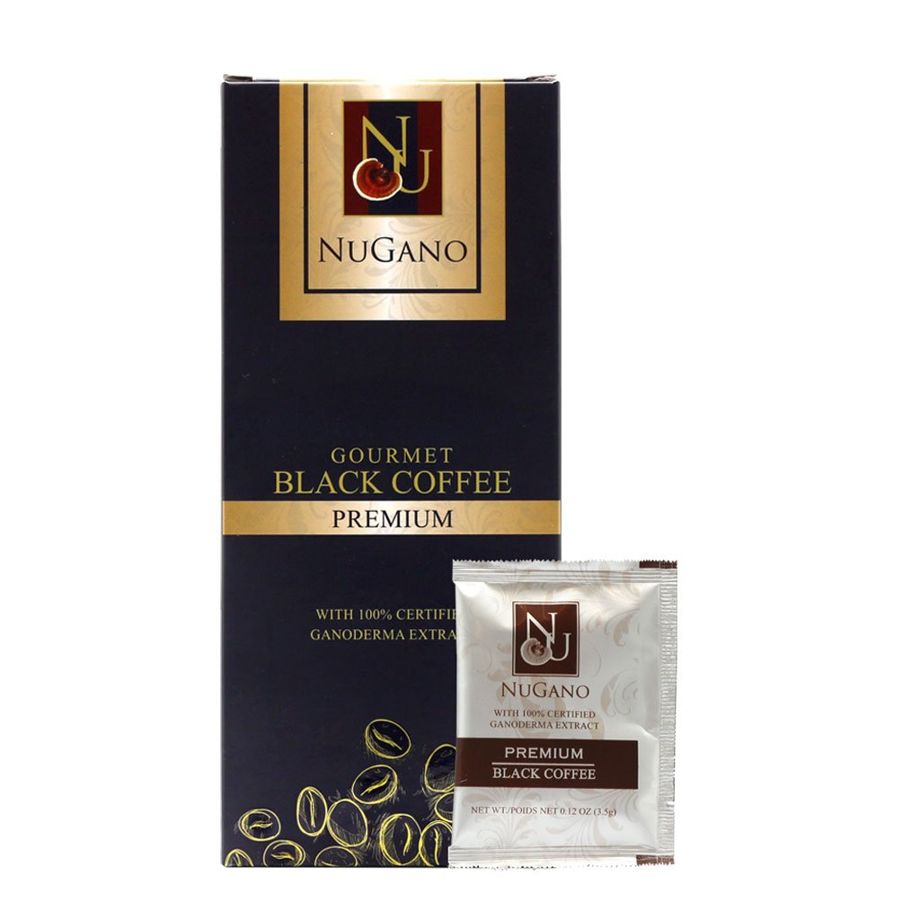 Nugano Ganoderma Instant Black Coffee - Low Caffeine (6 Boxes, 30 Sachets/Box) | Antioxidant Rich Coffee Alternative for Energy & Focus | Perfect for Office, Travel & Wellness Routines