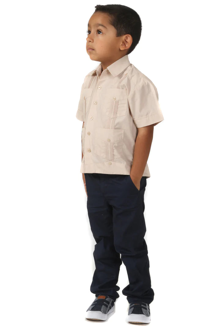 Boys Guayabera Shirt (Style 3765) - Lightweight & Breathable Summer Casual Wear for Kids - Perfect for Parties, Weddings & Family Gatherings