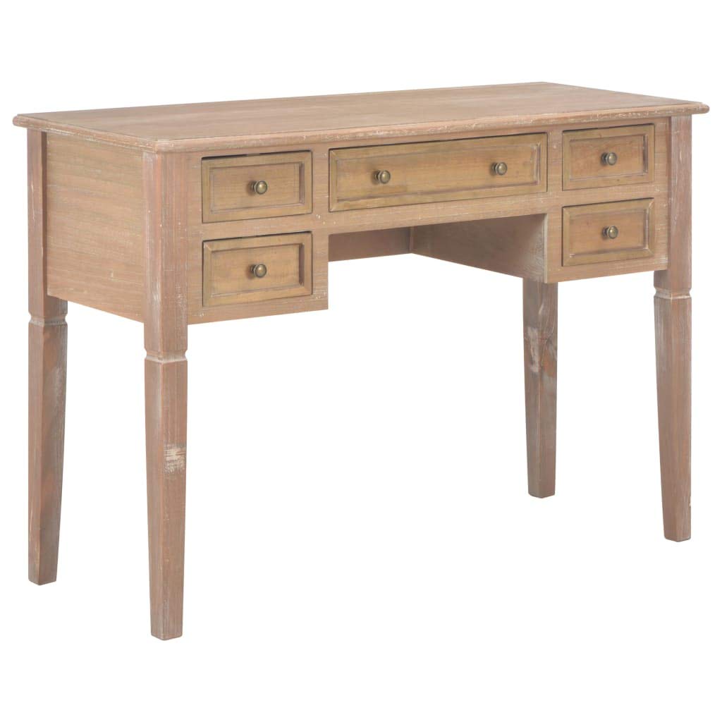 HOMIUSE 43x18x31 Inch Multi-Purpose Wooden Desk with 5 Drawers - Compact Computer Desk for Gaming, Study, Work & Makeup | Perfect for Small Office, Home & Dorm Rooms | Space-Saving Brown Desk with Storage
