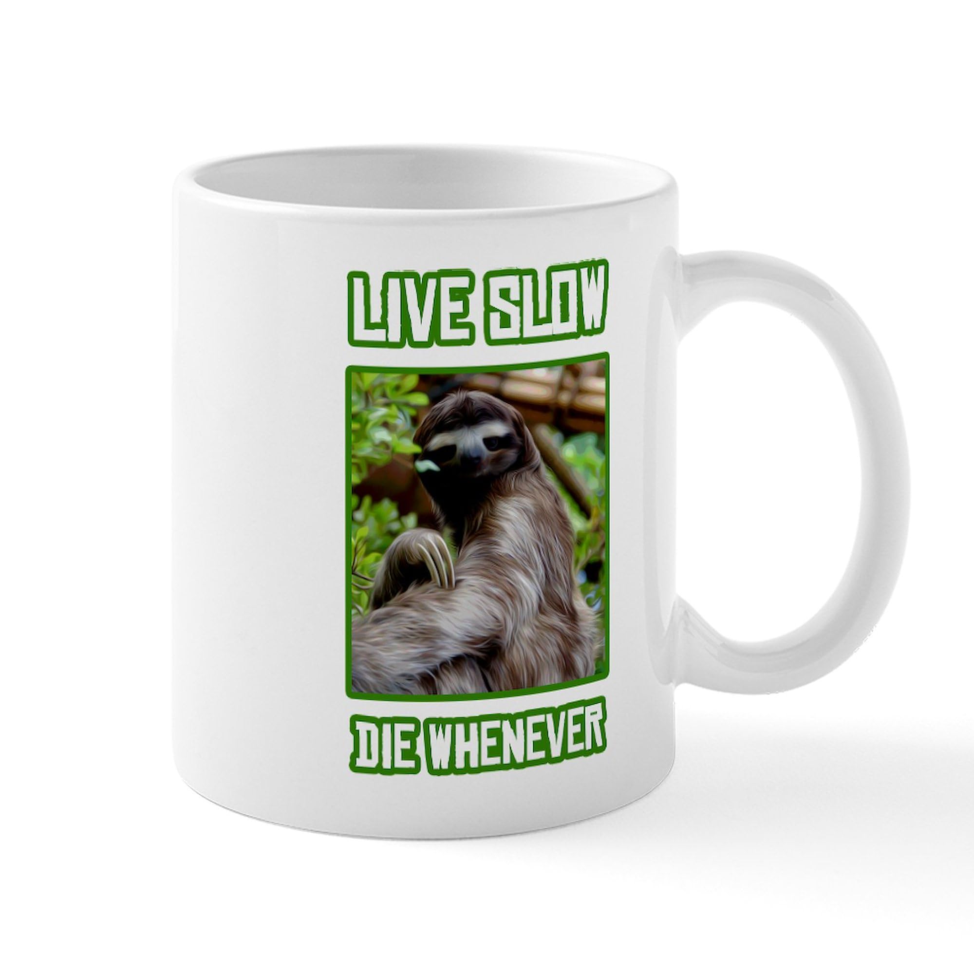 Live Slow Die Whenever 11 oz (325 ml) Ceramic Coffee Mug - Funny Inspirational Quote Cup for Tea, Coffee & Hot Drinks - Perfect for Office, Home & Gifts