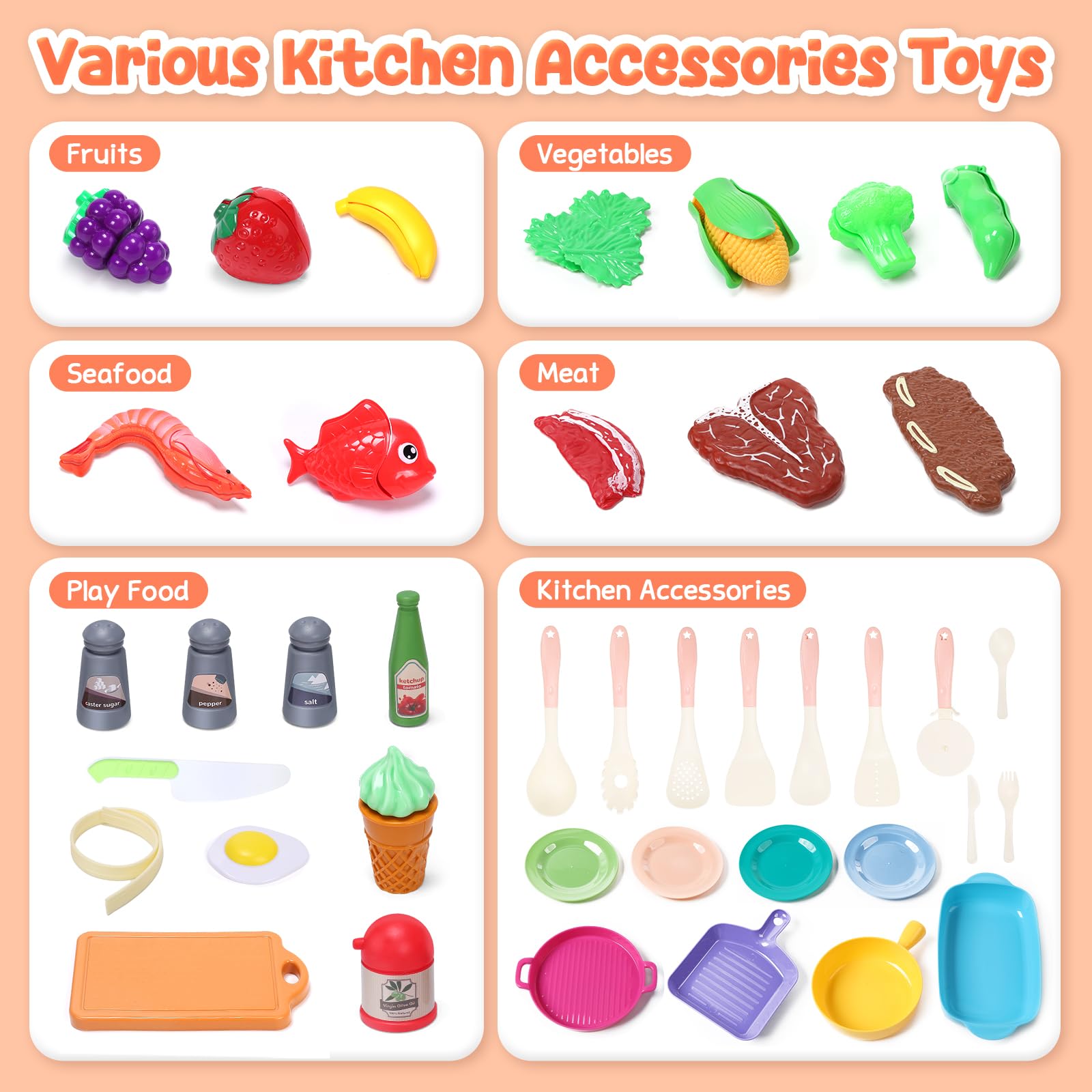 **Cute Stone Kids Play Kitchen Toy Set - Pretend Cooking Playset with Cookware, Utensils & Cuttable Food - Educational Learning Gift for Toddlers, Boys & Girls - Perfect for Role Play, Birthday & Christmas Gifts**