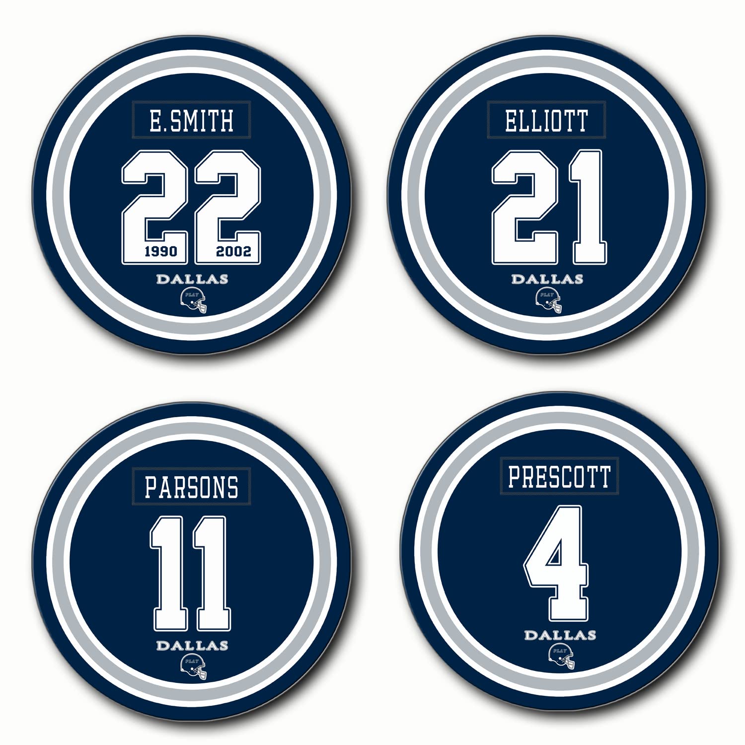 Dallas Cowboys Football Ceramic Coaster Set of 4 - NFL Team Logo Drink Coasters for Beer, Wine & Coffee Mugs - Perfect for Man Cave, Game Room & Sports Bar Decor
