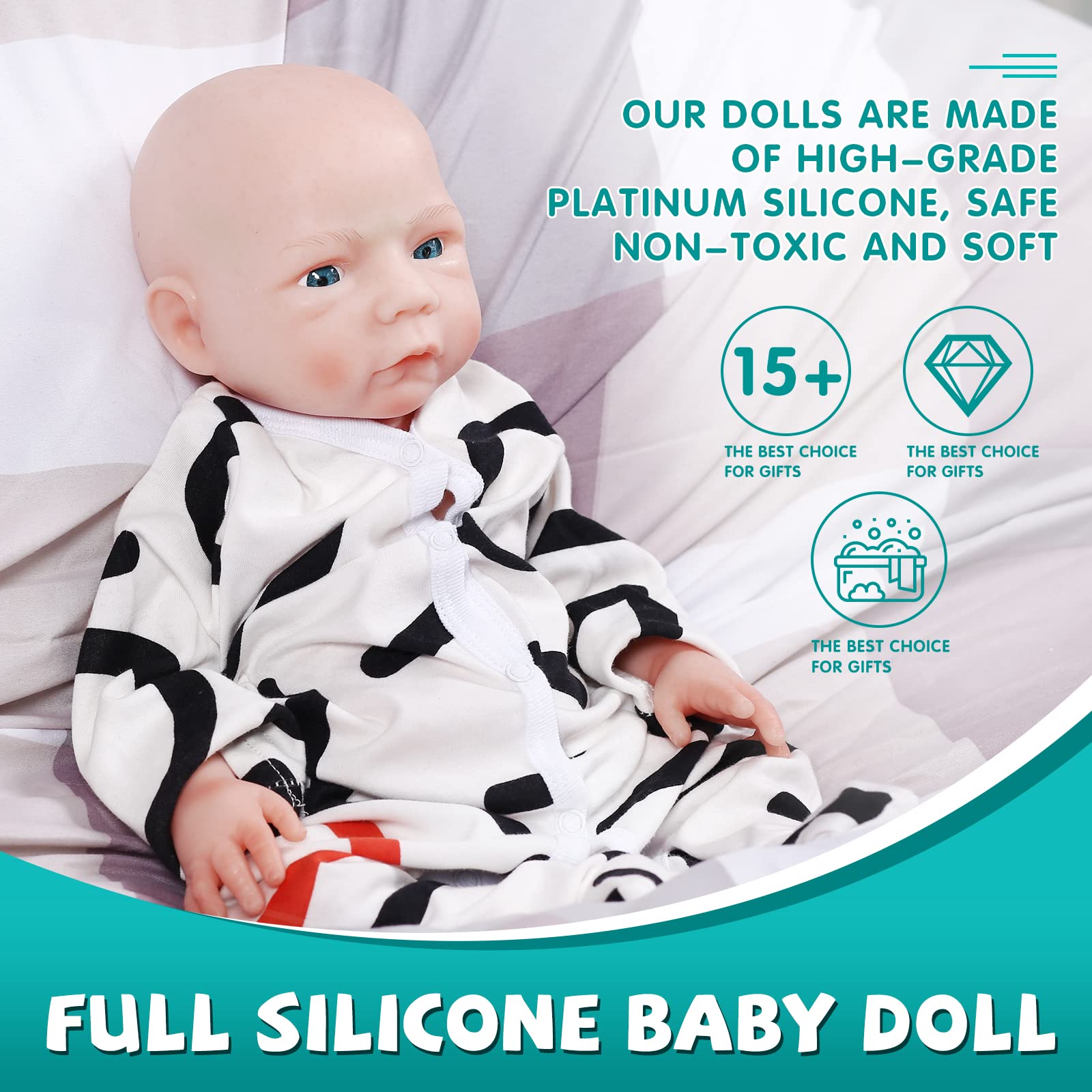 **AISITE 18 Inch Realistic Reborn Baby Doll - Full Platinum Silicone Lifelike Baby Boy with Open Eyes, Perfect Christmas & Birthday Gift for Kids 3+ | Great for Role Play, Collecting & Emotional Comfort**