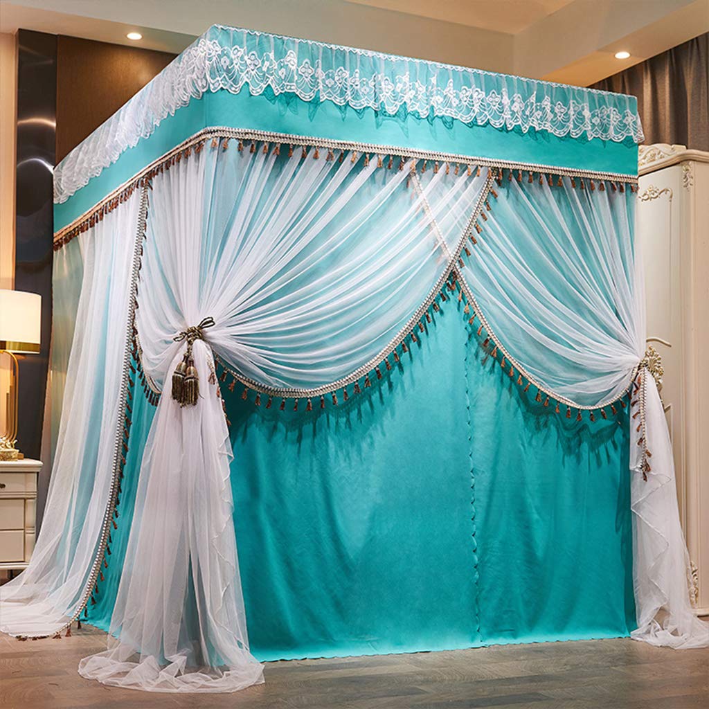 Princess 4-Poster Bed Canopy with Mosquito Net for Girls, Adults & Kids - Twin/Full/Queen/King Size Bed Curtain (Solid Green, Twin) - Perfect for Bedroom Decor, Sleep Protection & Fairy Tale Theme Rooms