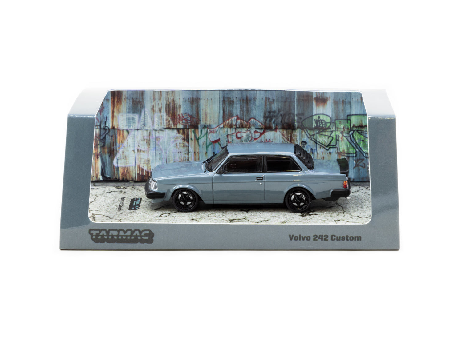 Tarmac Works 1/64 Scale Volvo 242 Custom Grey Diecast Model Car - Collectible Miniature Vehicle for Display & Racing Scenes