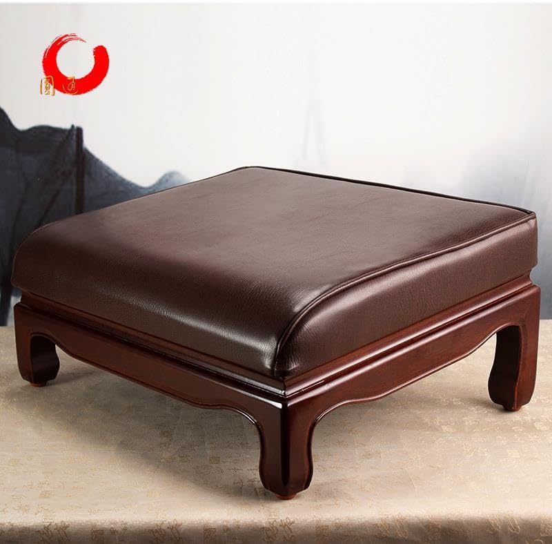 Premium Solid Wood Leather Buddha Mat - Meditation Kneeling Mat for Buddhist Hall, Worship Stool & Kowtow Mat - Home Decoration for Zen Living Room & Prayer Space