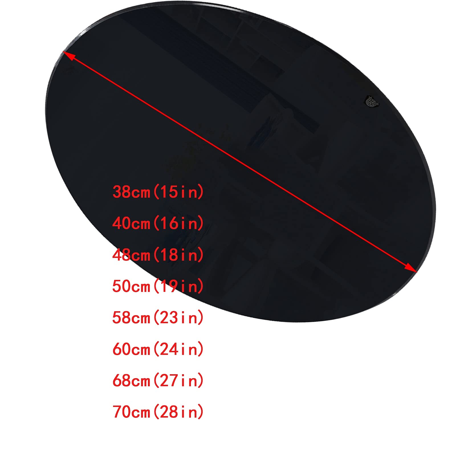 AILILI 15in 18in 19in 24in 27in 28in Round Black Tempered Glass Table Top - Durable Plate Glass Replacement for Dining Tables & Coffee Tables - Perfect for Modern Home Decor & Office Furniture (28in/70cm)