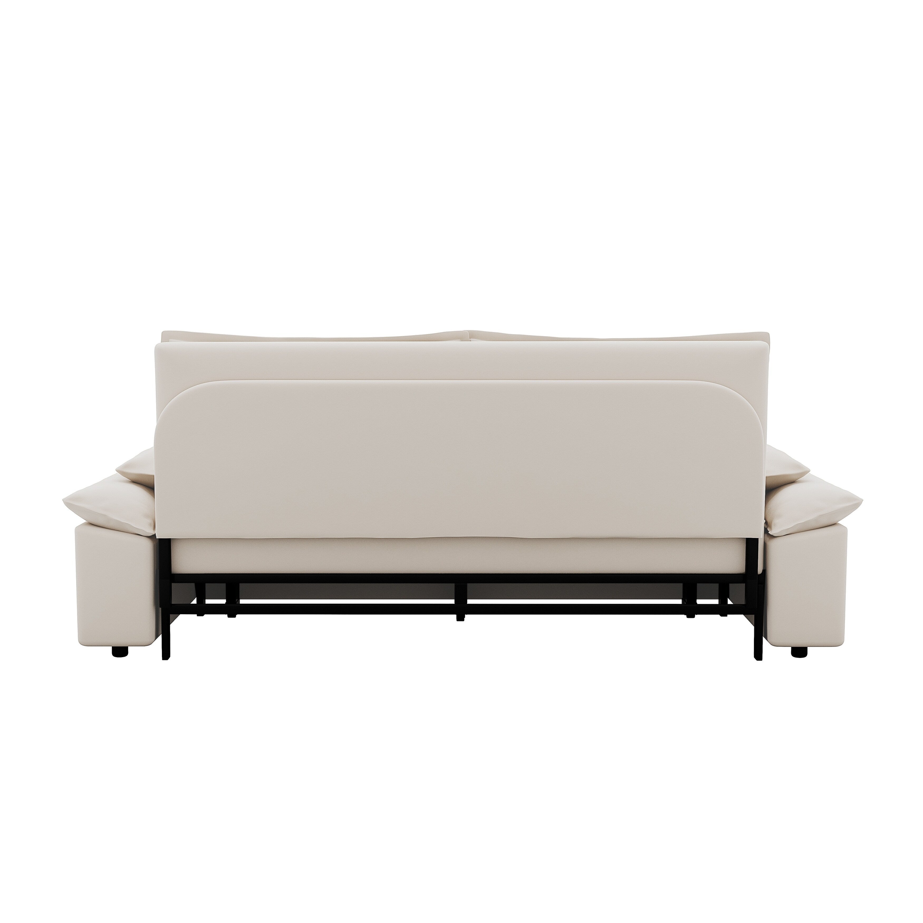 3 in 1 Convertible Sleeper Sofa Bed - Queen Size Pull Out Couch with Velvet Upholstery & Pillows - Space Saving Furniture for Small Apartments, Guest Rooms & Home Offices