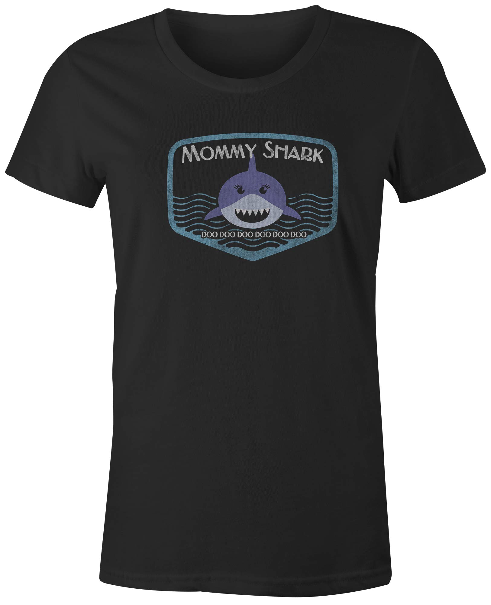 9 Crowns Women's Mommy Shark Graphic T-Shirt - Cute Casual Tee for Moms, Perfect for Everyday Wear, Playdates & Family Outings