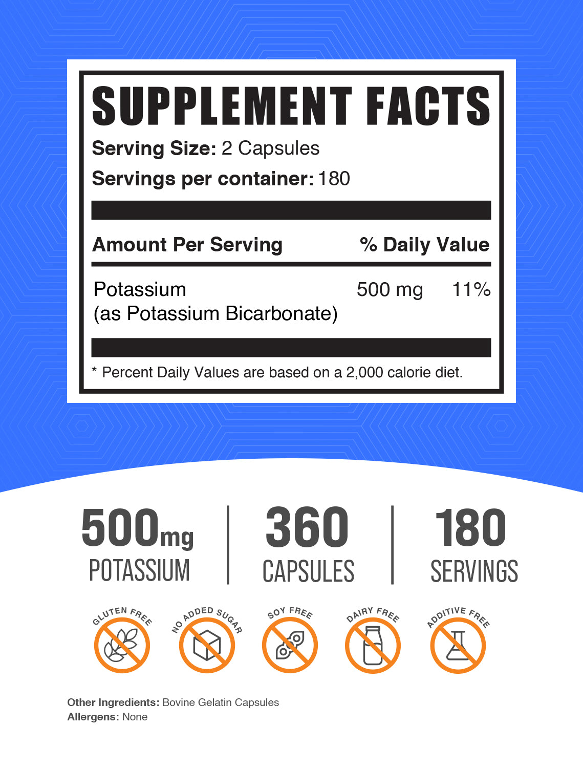 Potassium Bicarbonate Capsules 500mg | 120 Count | Supports pH Balance & Electrolyte Levels | Dietary Supplement for Heart Health & Muscle Function | Vegan, Non-GMO | Perfect for Athletes & Keto Dieters
