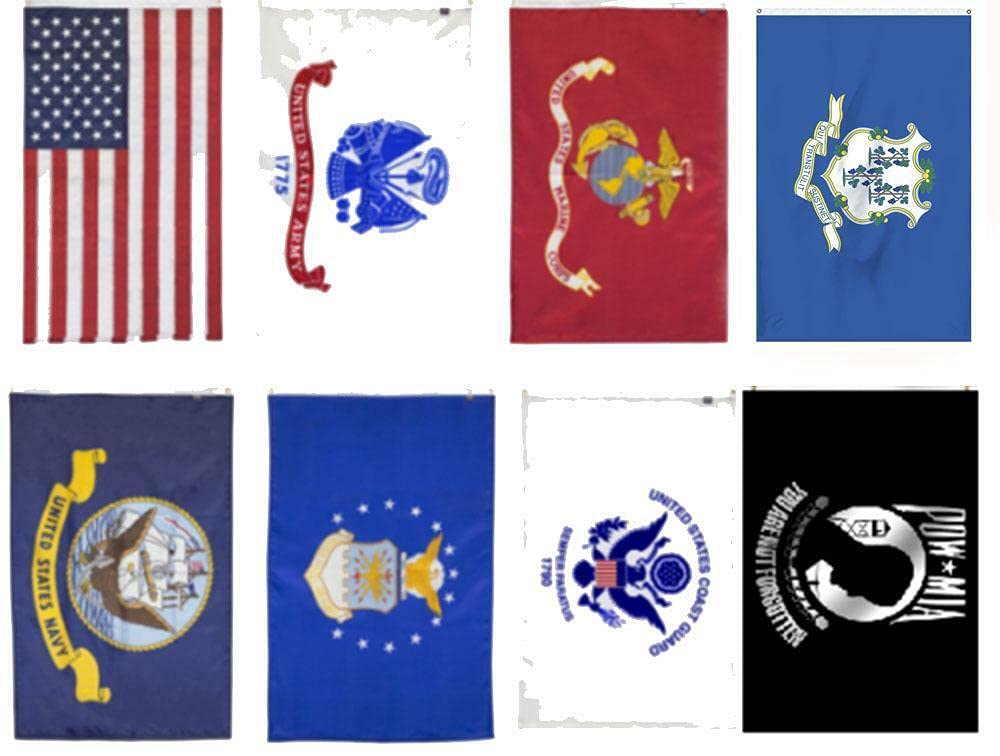 Wholesale 2x3 ft USA Flag Set - Indoor/Outdoor Military, POW MIA & Connecticut Flags - Perfect for Home, Business & Patriotic Events