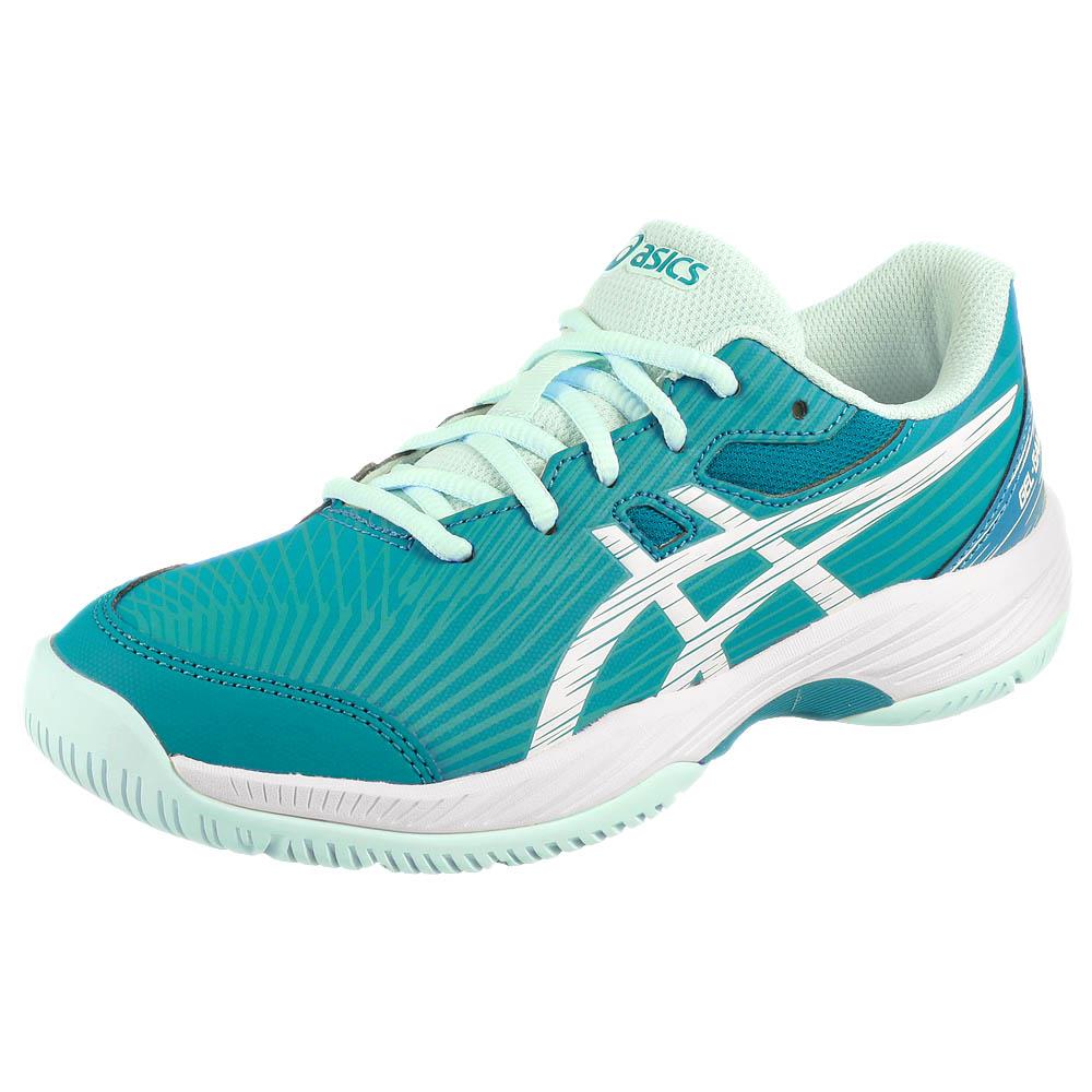 ASICS Junior Gel Game 9 GS Tennis Shoes for Kids - Teal Blue/White - Lightweight & Durable Court Sneakers for Junior Tennis Players - Perfect for School Sports & Weekend Tournaments