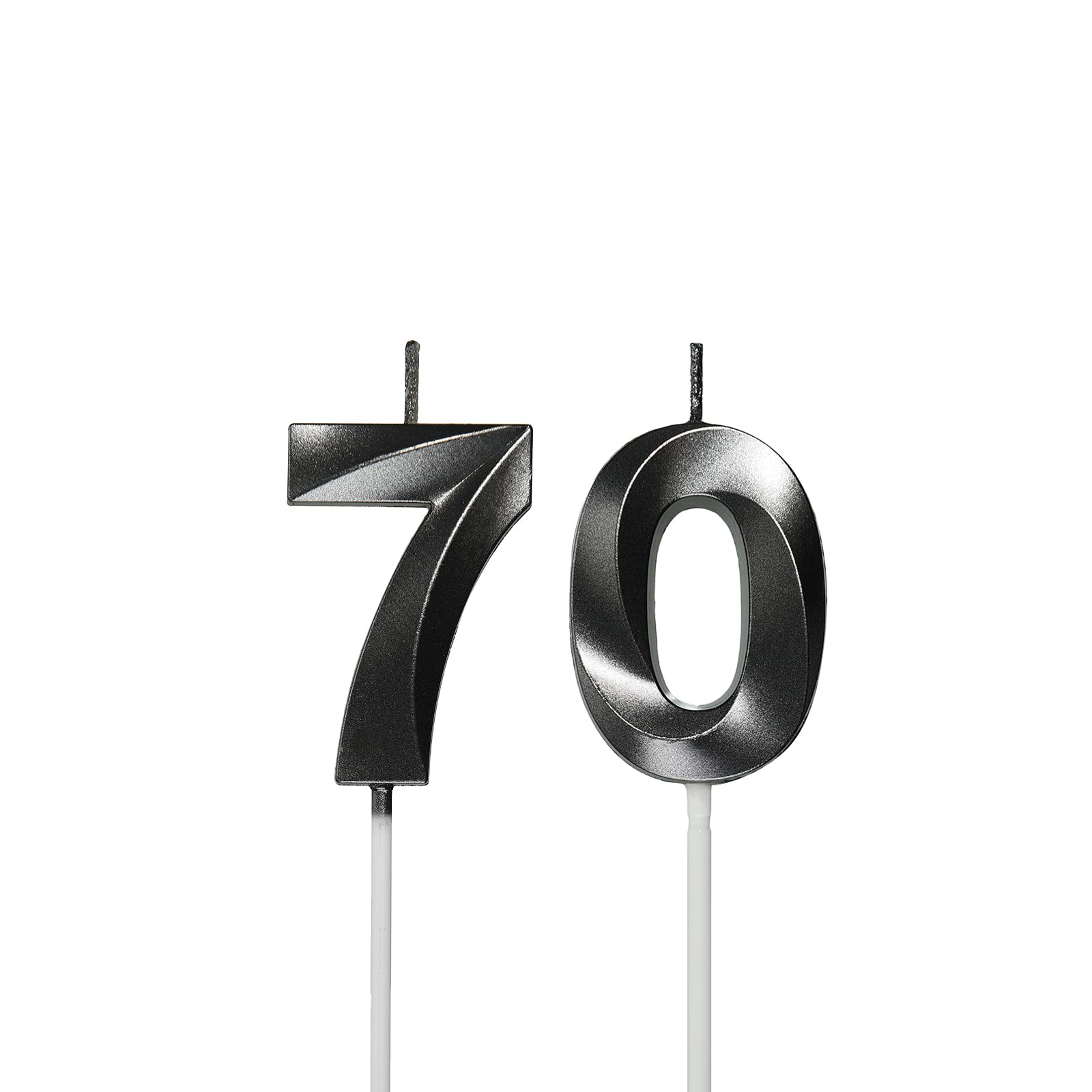 70th Birthday Candles Black - Number 70 Cake Topper for Birthday Party Decorations - Perfect for Milestone Celebrations, Retirement Parties & Anniversary Decor