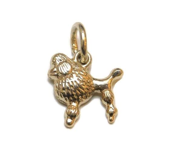 14k Yellow Gold French Poodle Dog Charm Pendant - Elegant Jewelry Gift for Dog Lovers, Pet Owners & Animal Enthusiasts - Perfect for Necklaces, Bracelets & Special Occasions