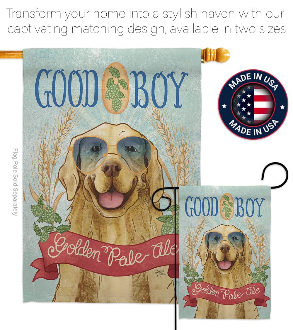 Golden Pale Ale Garden Flag Set - Dog & Puppy Design for Yard Decor