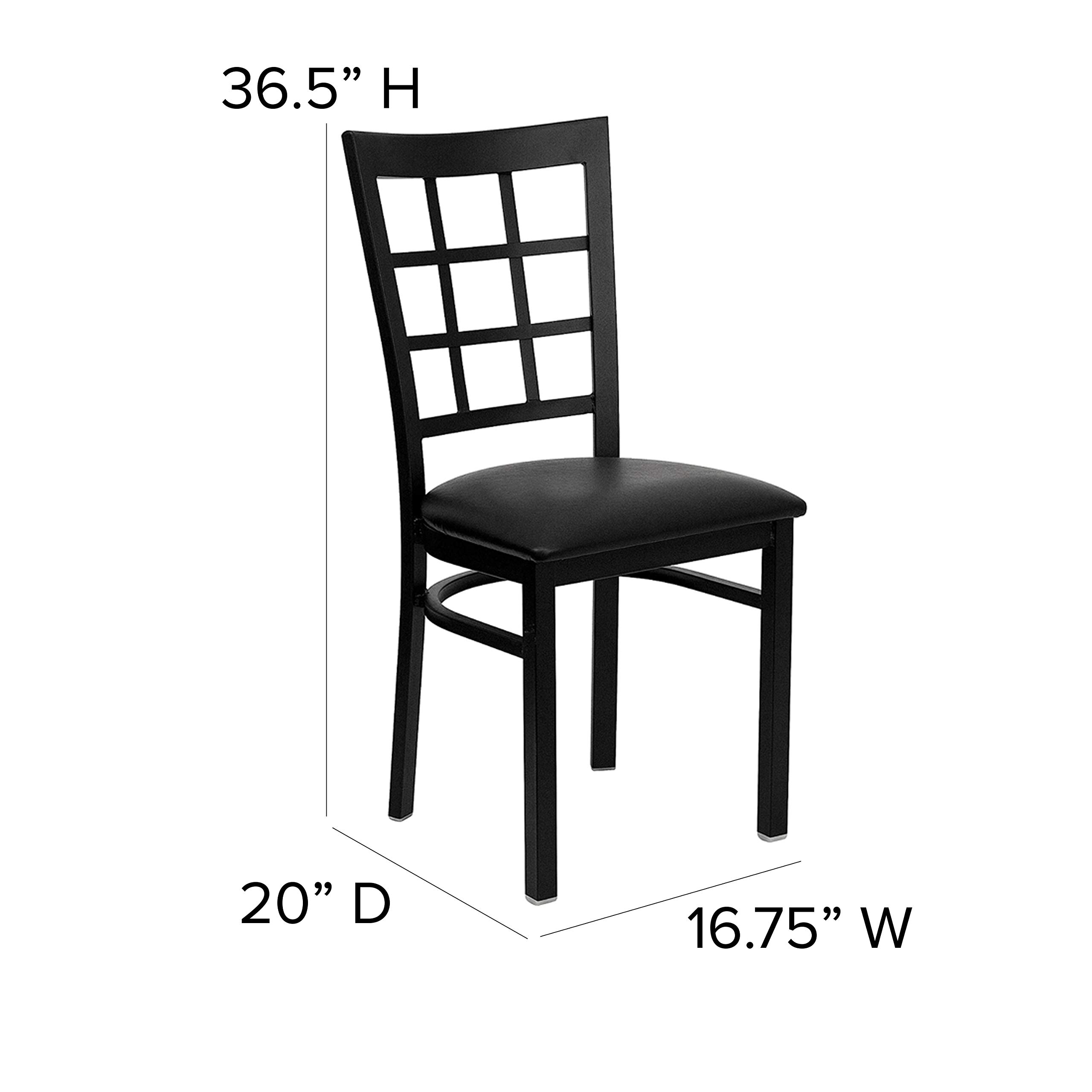 Black Window Back Metal Restaurant Chair - Heavy Duty Vinyl Seat for Cafes, Diners & Commercial Use