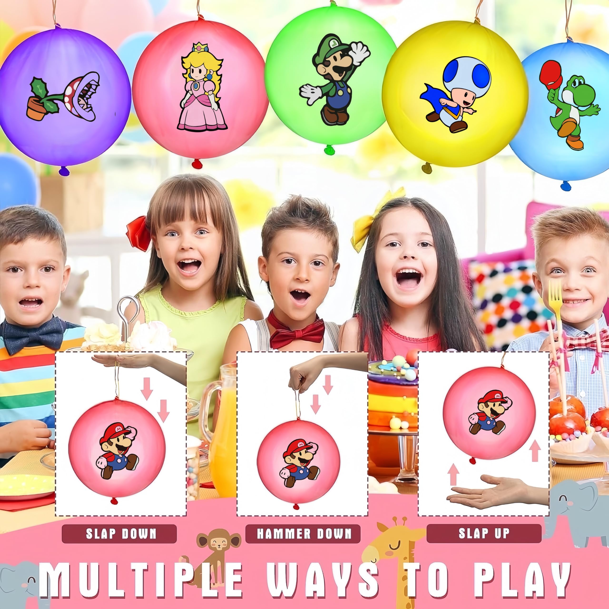 21Pcs Cartoon Punch Balloons - Fun Party Favors for Birthday, School Events & Pinata Fillers - Bounce Balloons for Kids, Party Supplies, Goodie Bag Stuffers & Rewards - Perfect for Indoor/Outdoor Activities & Festive Celebrations
