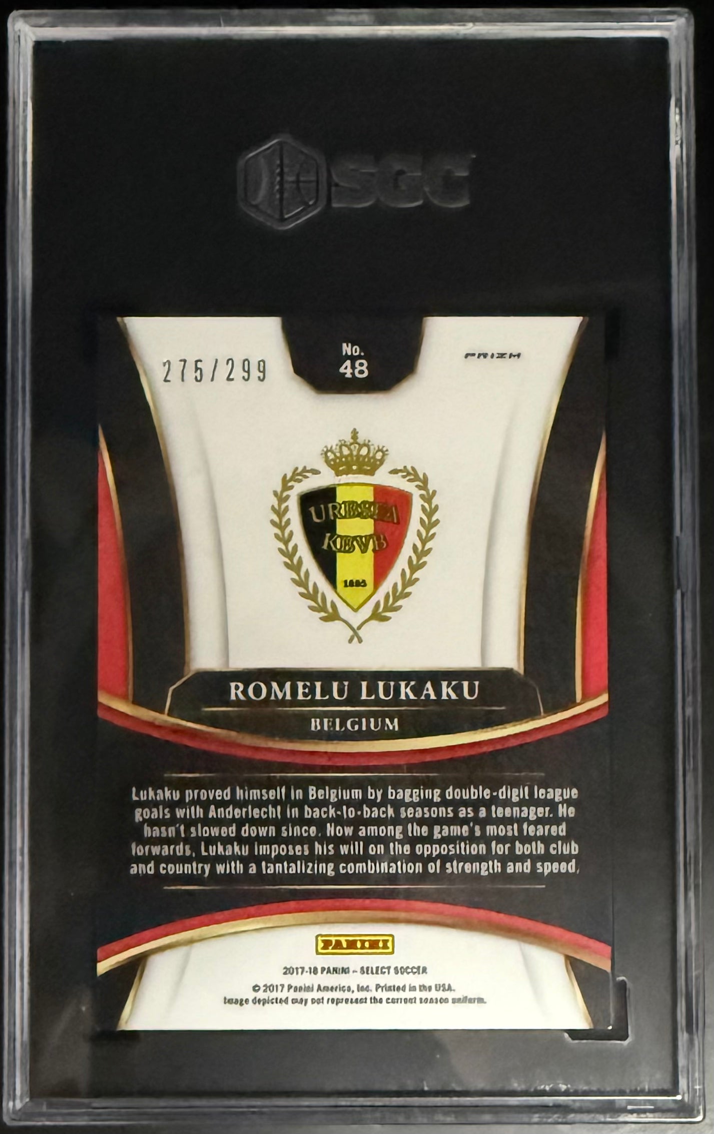 2017-18 Panini Select Romelu Lukaku Blue Prizm #48 /299 SGC 8.5 Graded Soccer Card - Perfect for Collectors, Investors & Soccer Fans Display
