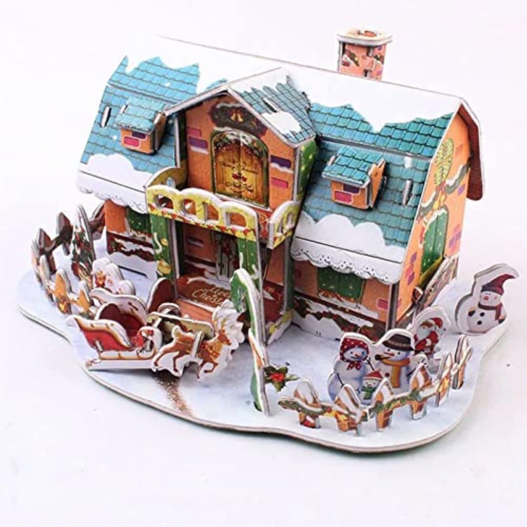 Samariya Christmas 3D Puzzle Dollhouse DIY Craft Kit - 4 Sheets Colorful Paperboard for Kids & Adults (LX-320) | Holiday Decor, Gift Idea, Educational Toy for Family Bonding