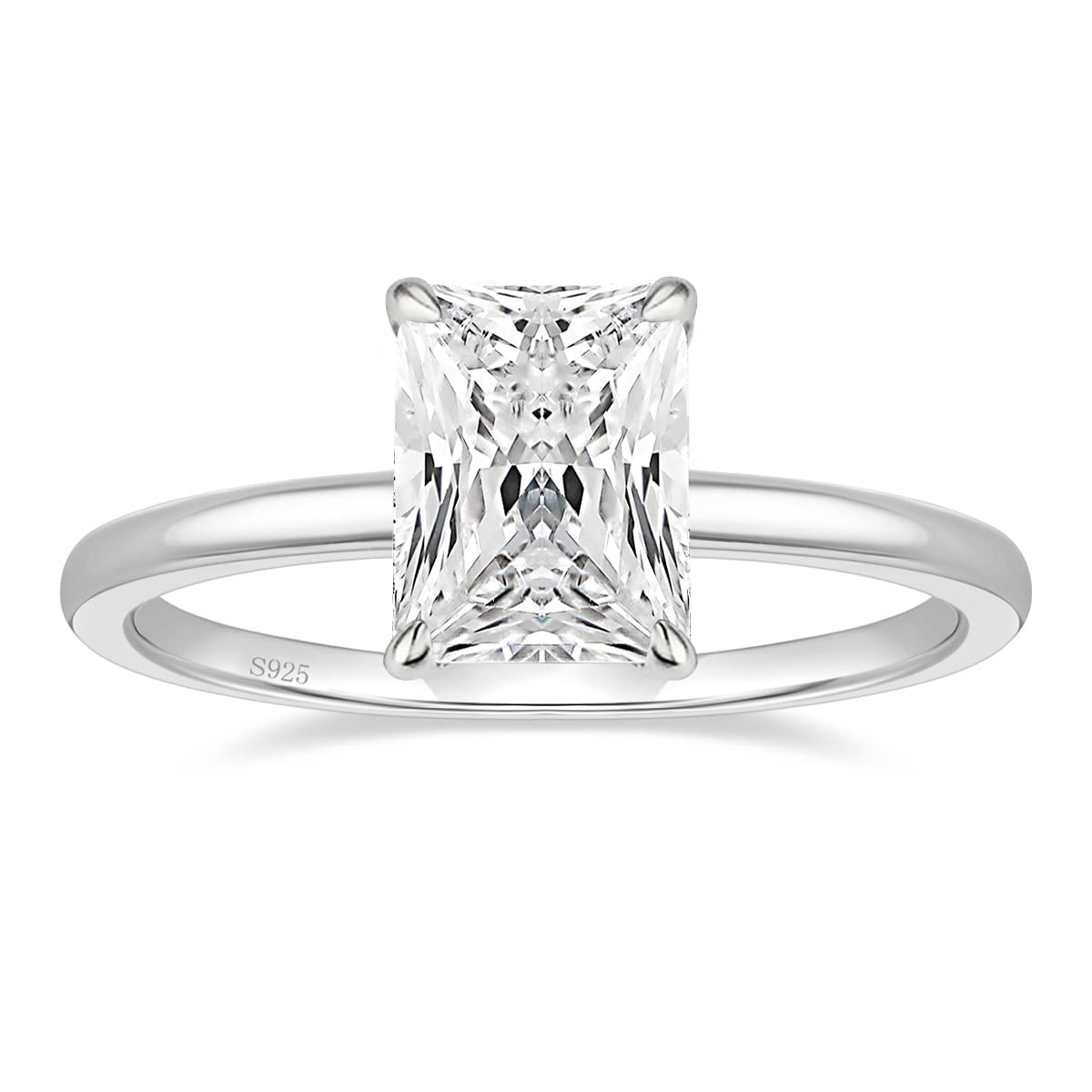 3CT Radiant Cut Cubic Zirconia Engagement Ring - 925 Sterling Silver Solitaire Wedding Band for Women (Size 3-11) | Perfect for Proposals, Anniversaries & Bridal Jewelry
