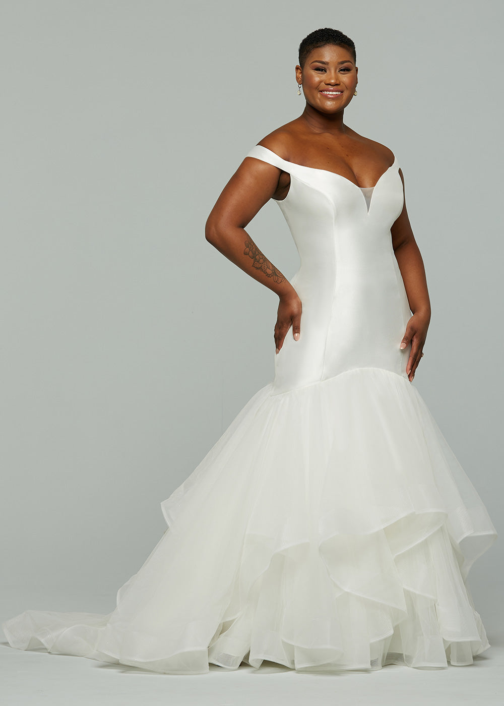 Cassidy Mikado Fit Flare Dress - Off The Shoulder Straps & Tiered Skirt for Women | Perfect for Weddings, Parties & Special Occasions