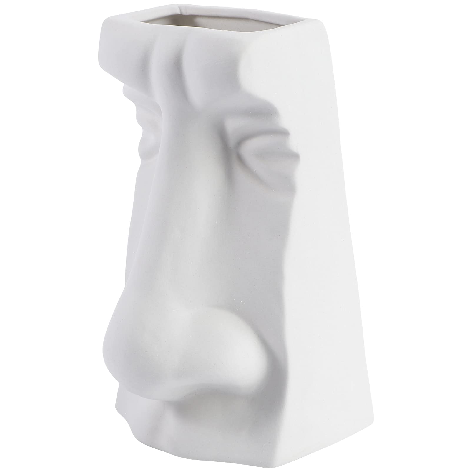 DOITOOL Ceramic Face Flower Vase - White Human Head Statue Planter, Tall Modern Centerpiece for Home & Wedding Decor | Perfect for Bouquet Display, Tabletop Decor, Living Room & Event Decoration