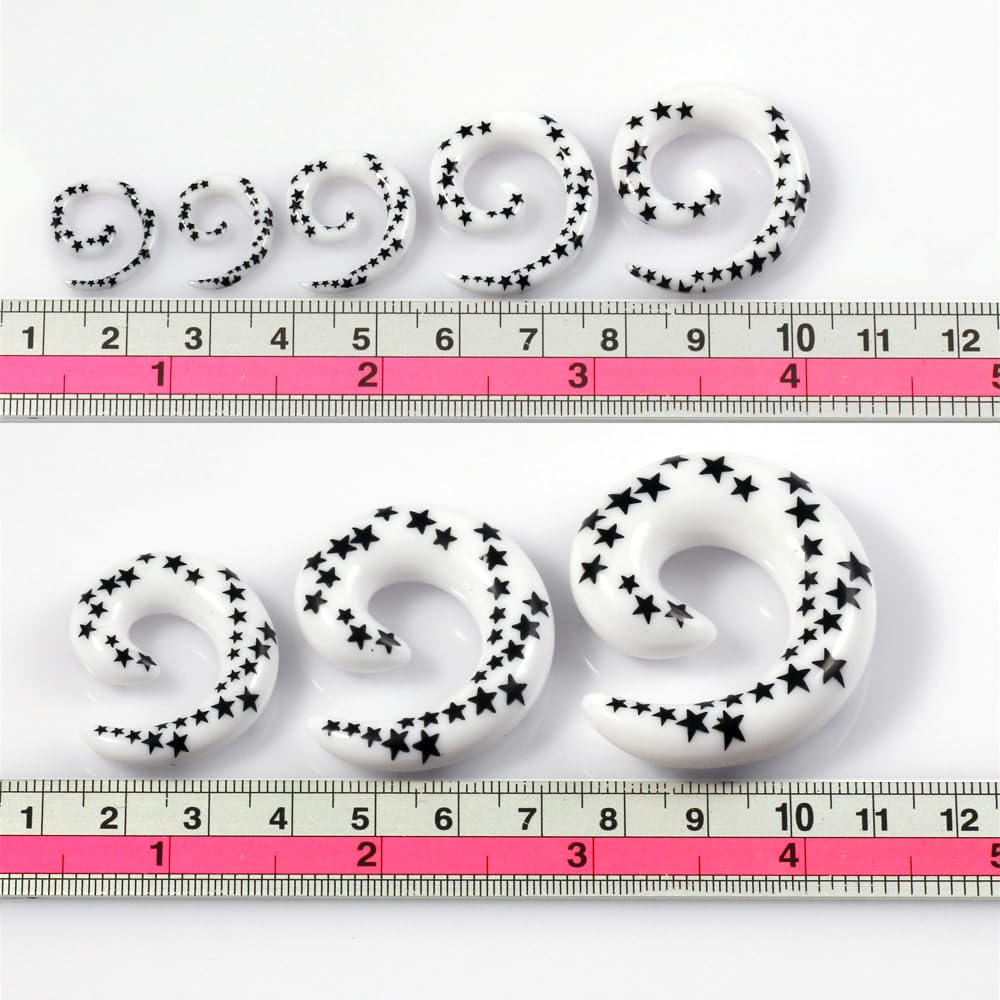 Black Star UV Spiral Taper Ear Plugs for Stretching - 1 Piece - Perfect for Ear Gauging, Body Piercing Jewelry and Alternative Fashion